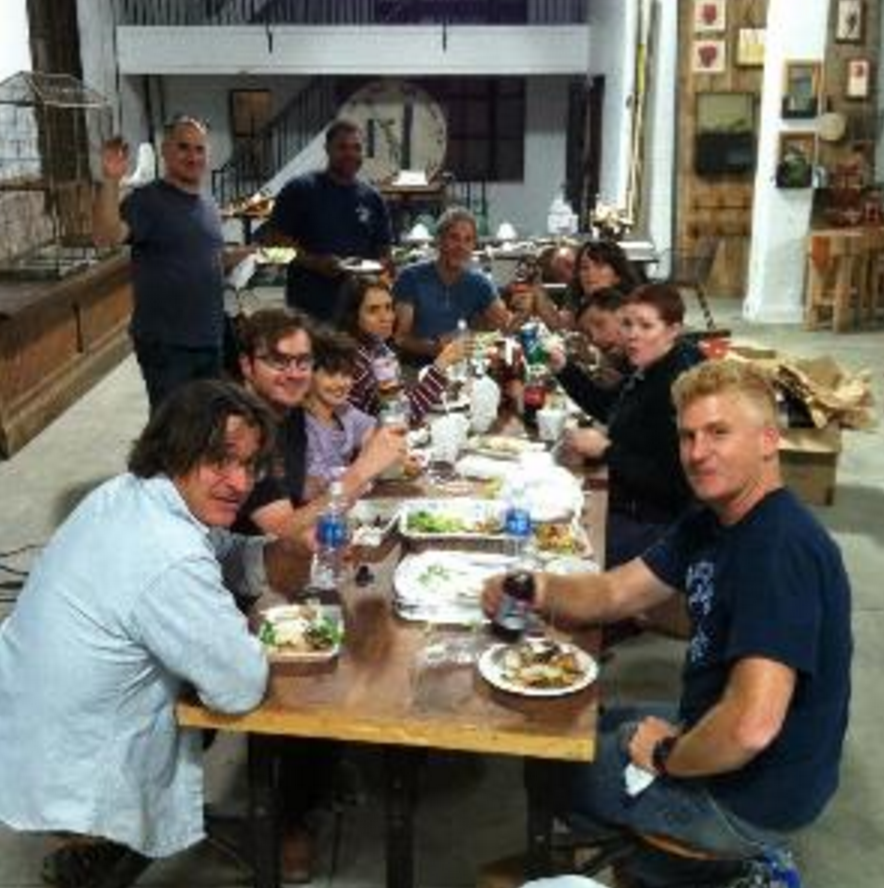 One of the many "family dinners" we enjoyed during setup.
