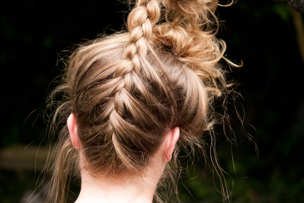 Upside Down Braided Top Knot Hair Tutorial