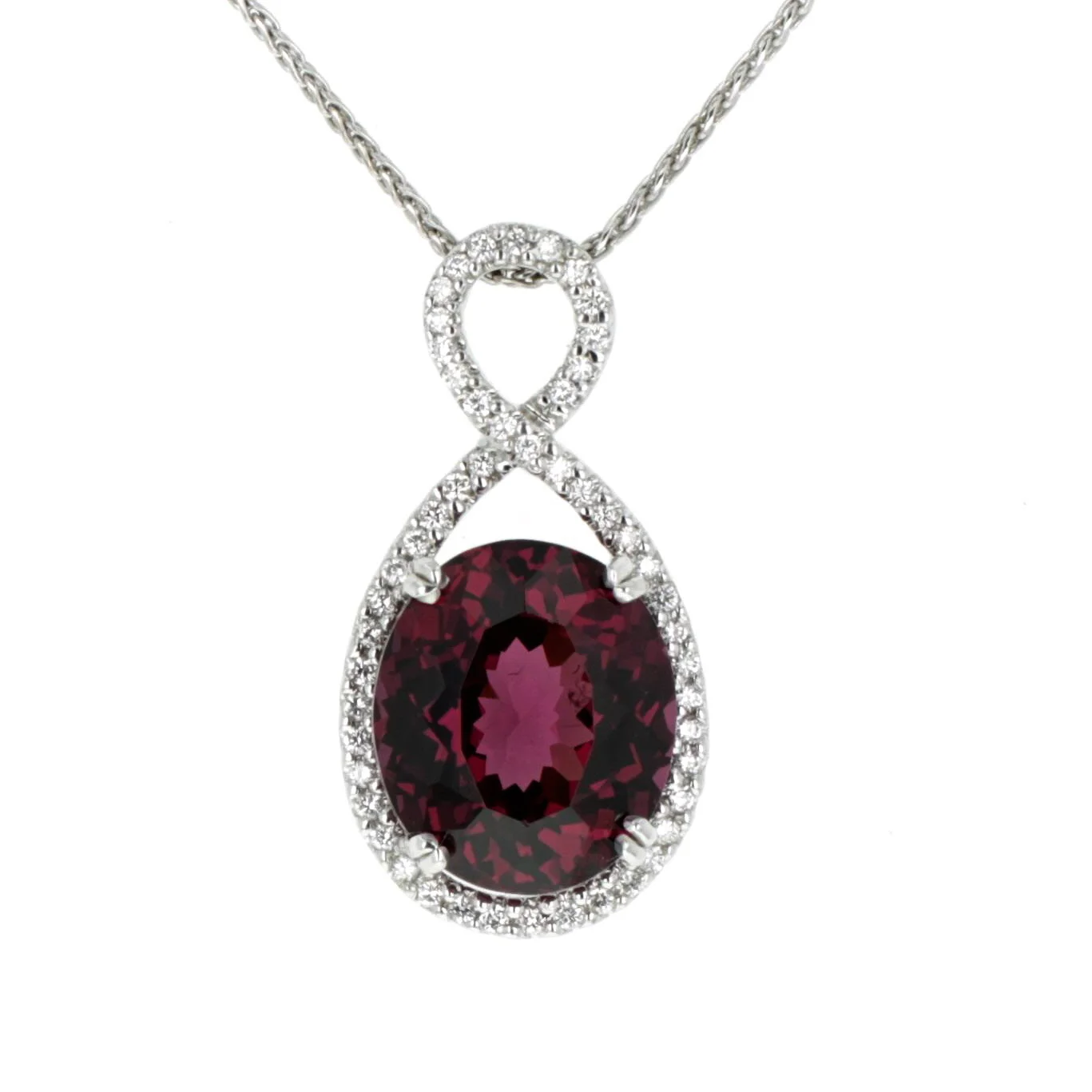 oval, garnet, pendant, diamond halo