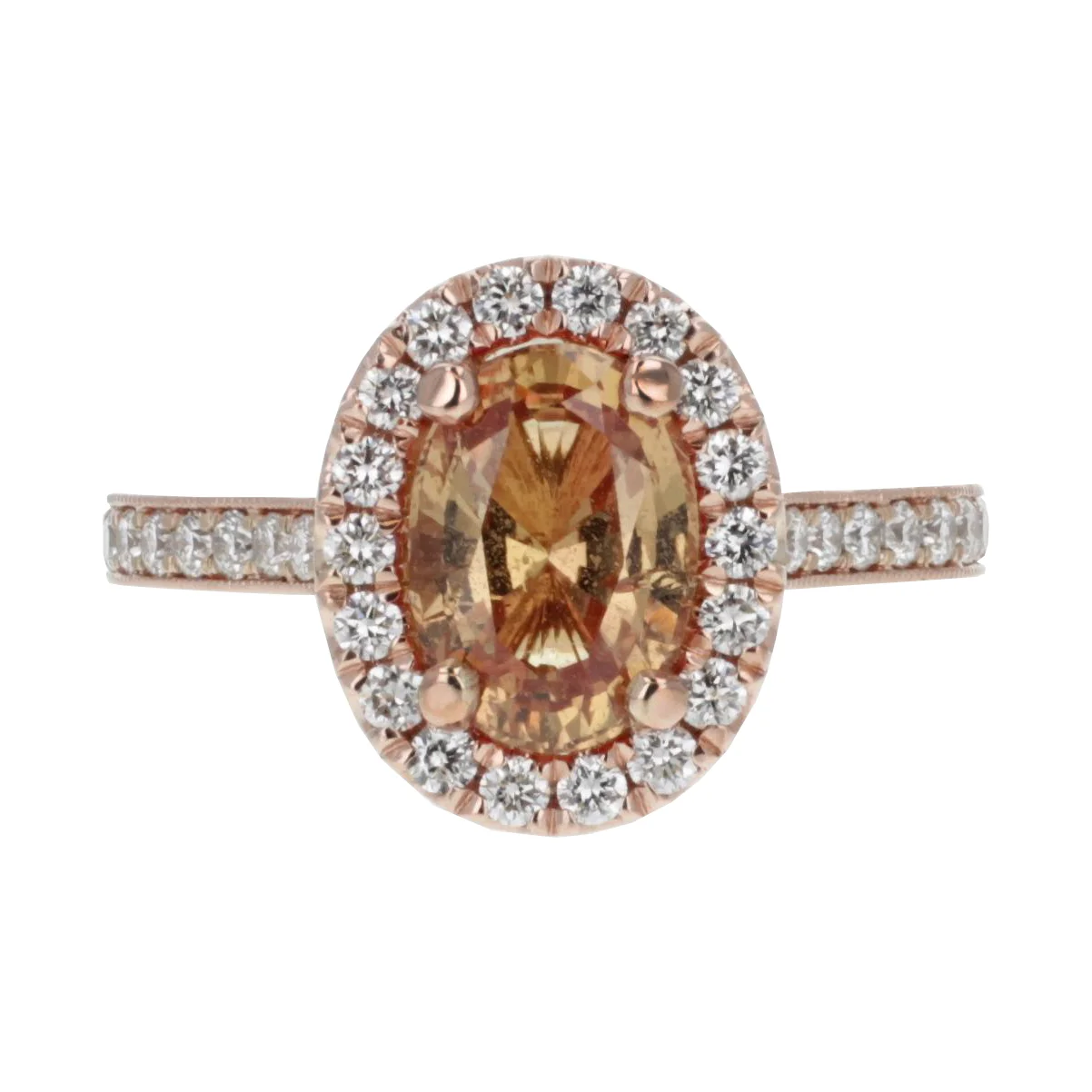 Oval, peach sapphire, engagement ring, fashion ring, color stone ring, halo, classic
