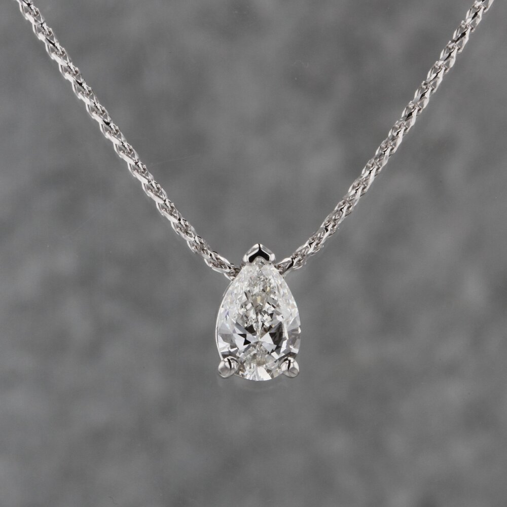 Solitaire Diamond Necklace - 14k Gold - VRAI Created Diamonds