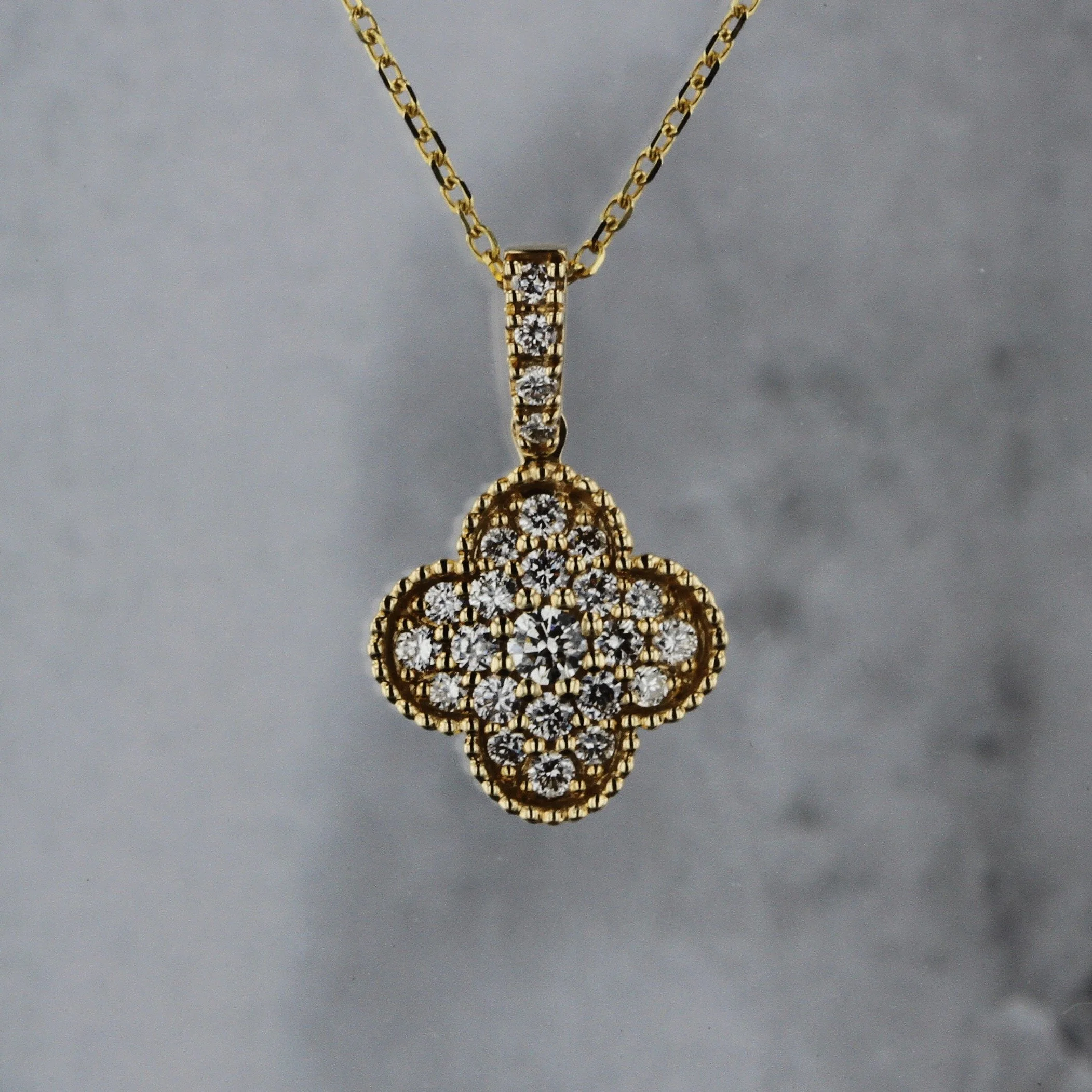 Pave Set Quatrefoil Necklace — Kizer 