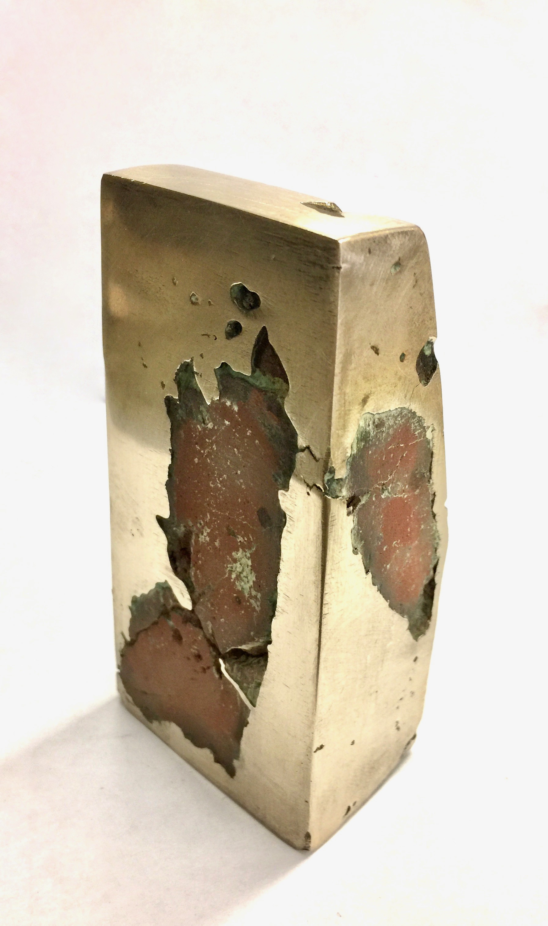 Broken #9 | H. 4" W. 2" D. 1.5" | Bronze and found object | 2017