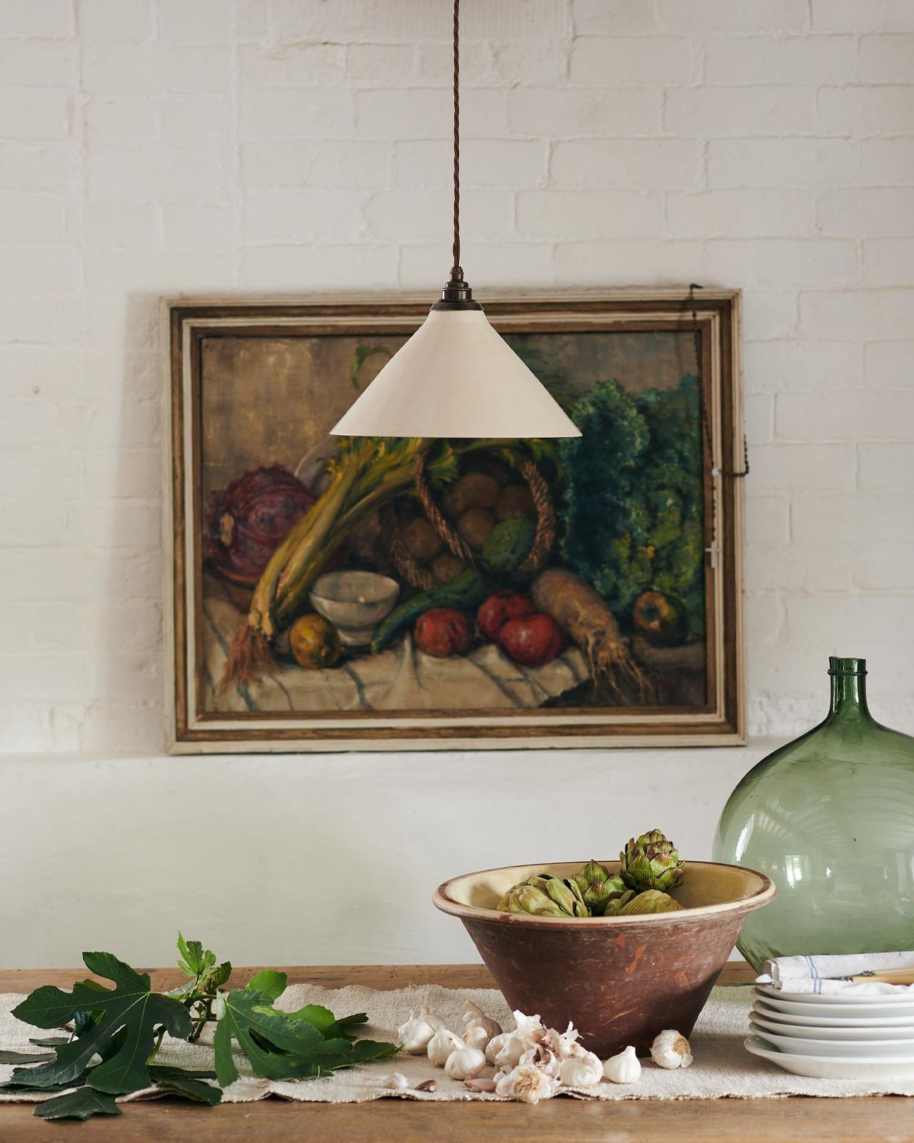 I absolutely LOVE this kitchen from @devolkitchens &amp; the way they styled their antique English pancheon bowl!  We have more pancheon bowls in the shop!

These earthenware dairy bowls were originally used to set cream.  Raw milk was freshly poured