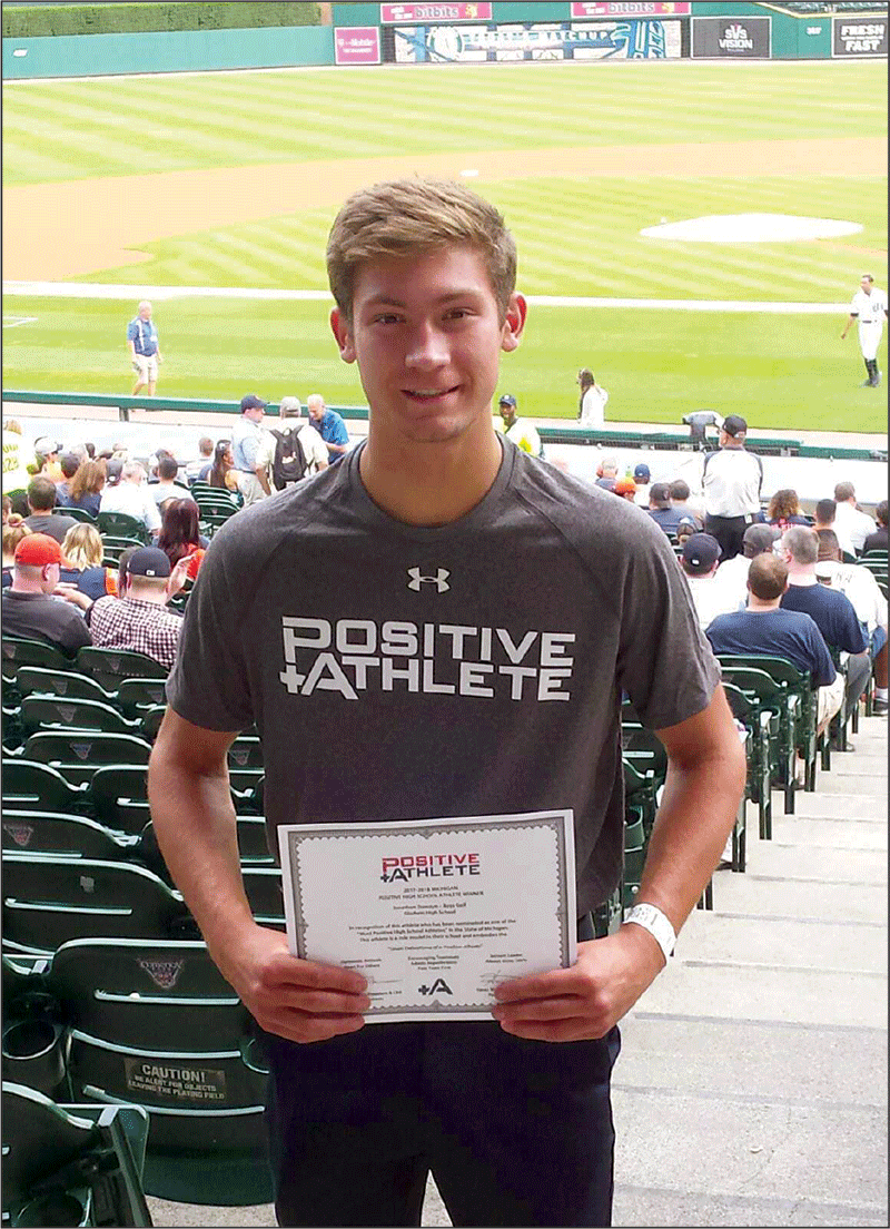 Receiving the Positive Athlete Award at Comerica Park
