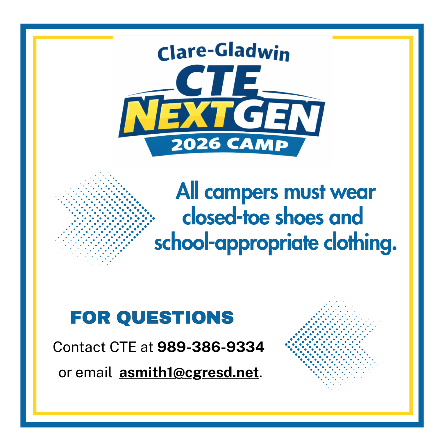 Reminder All Campers must were appropriate shoes and clothing