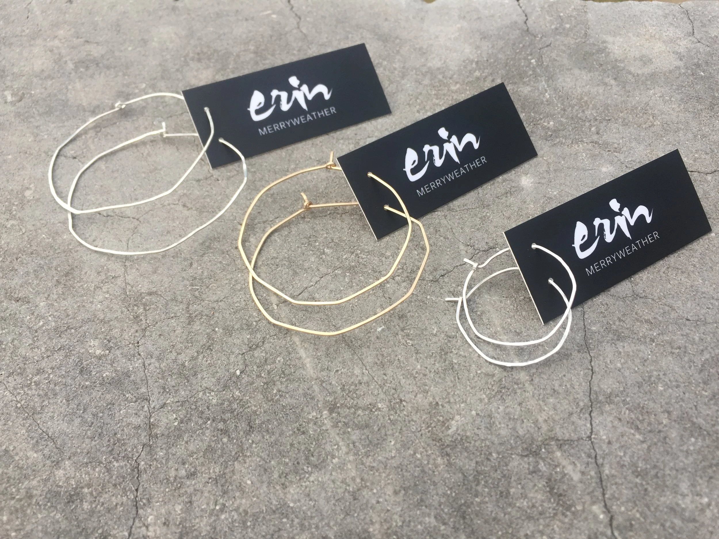 Sterling Silver and 14k Gold-fill Organic Hoop Earrings