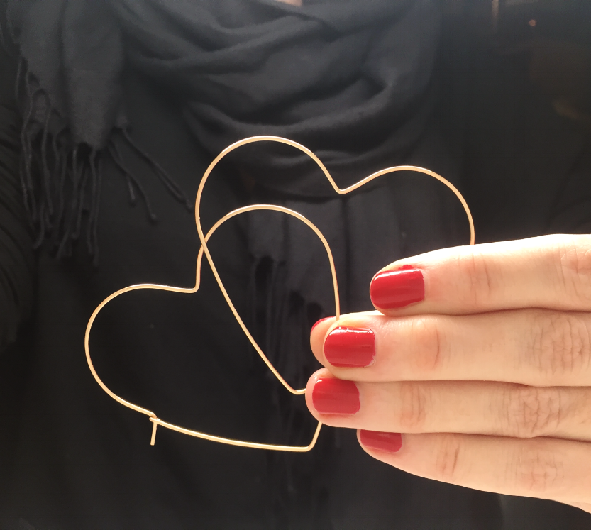 Large 14k Gold-fill Heart Earrings