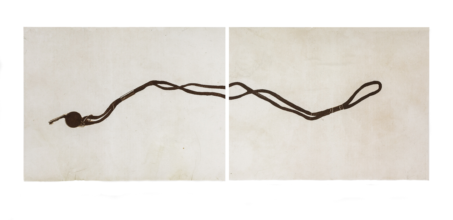 Whistle Van Dyke brown print with chine collé 9.75 x 26” 2014