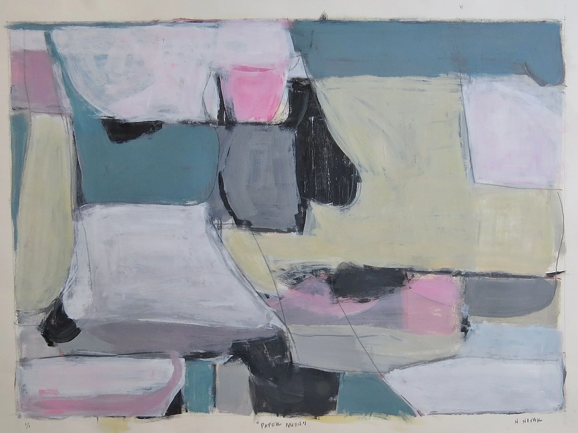   Paper Moon   Mixed media on paper  25 1/2 x 25 1/2 in., image; 22 x 30 in., paper    Click to Inquire   