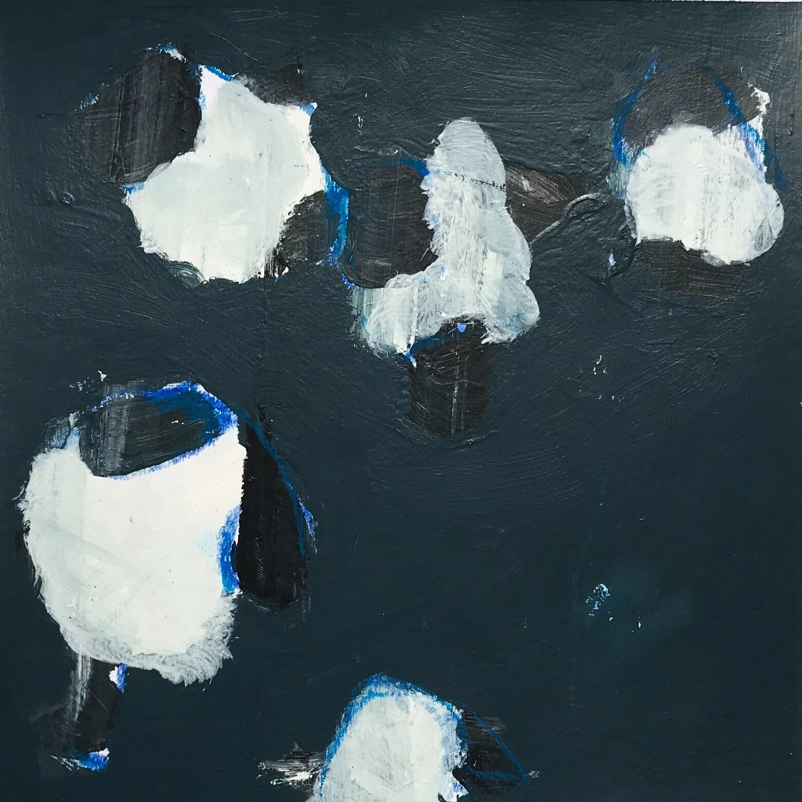   Midnight Cotton Series in Blue, #1   Mixed media on paper  Approx. 10 x 10 in., image size    Click to Inquire   