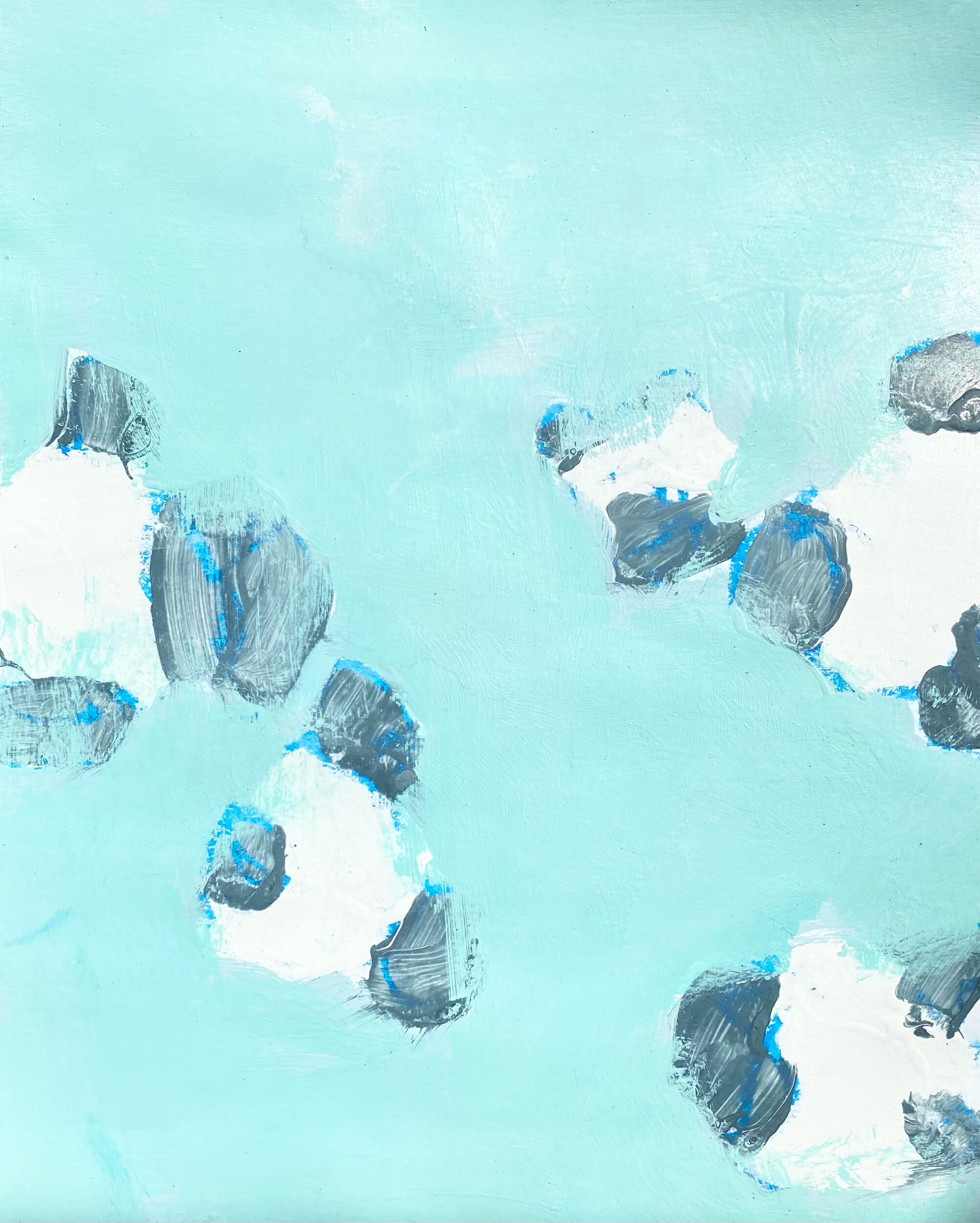 Boules de Coton en Turquoise, #1 Mixed media on paper 14 x 11 in. Click to Inquire