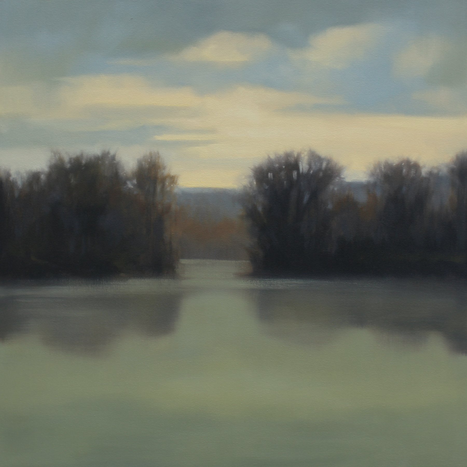  Megan Lightell,  Early Spring Inlet , oil on canvas over panel, 30 x 30 in. 