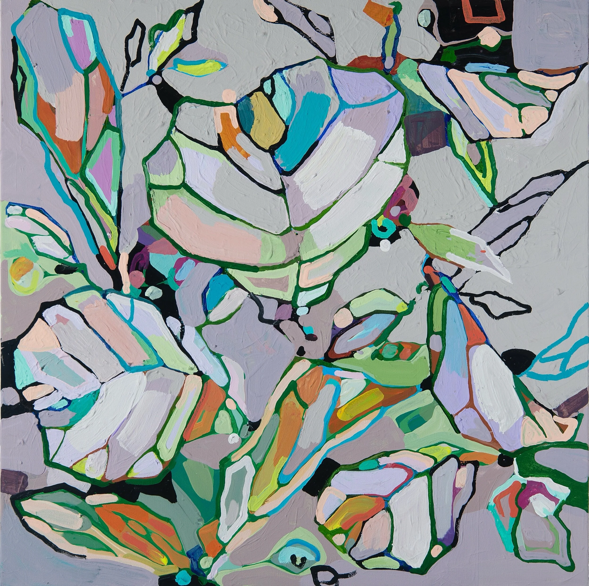  “Grapevine”, mixed media on canvas, 24 x 24 in. 