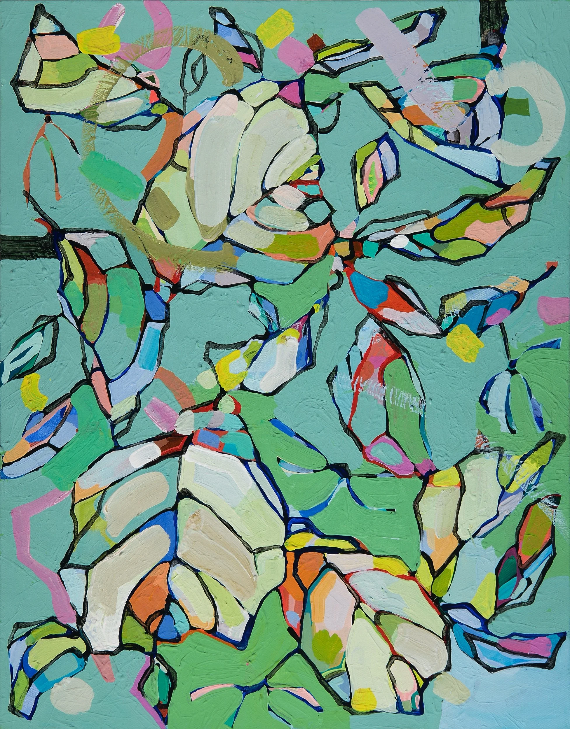  “Tea Room”, mixed media on canvas, 28 x 22 in. 