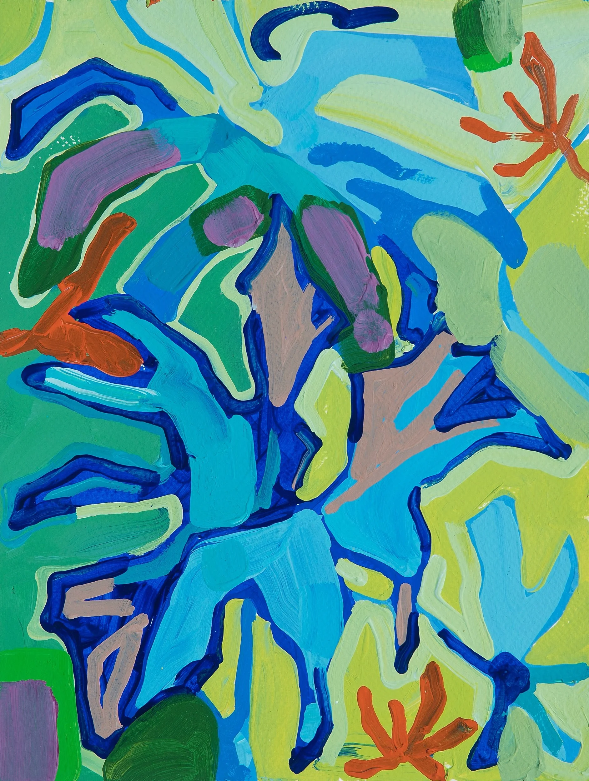  “Green Thumb”, mixed media on paper, 12 x 9 in. 