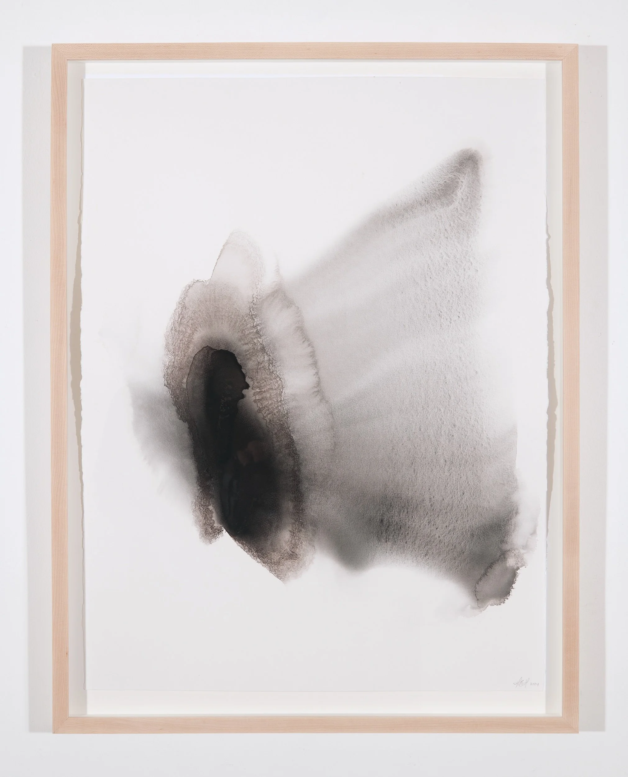   After 300 Million Years of Pressure and Fire   Watercolor made with coal from a shipwrecked coal-burning vessel, crushed and reanimated in water on Saunders 640 gsm paper  30 x 22 in., sheet ; 33.25 x 25.25 in., framed     Click to Inquire    