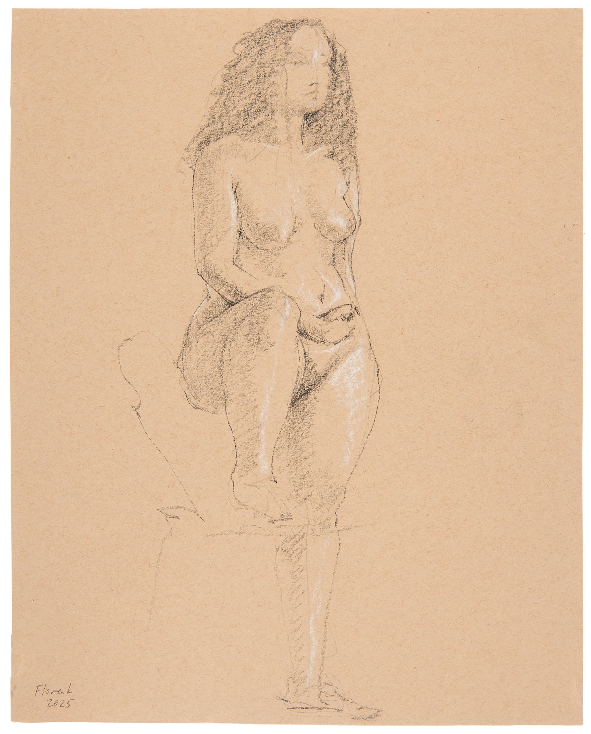 Figure Study, #8 Pencil & oil pastel on paper 14 x 11 in. Click to Inquire