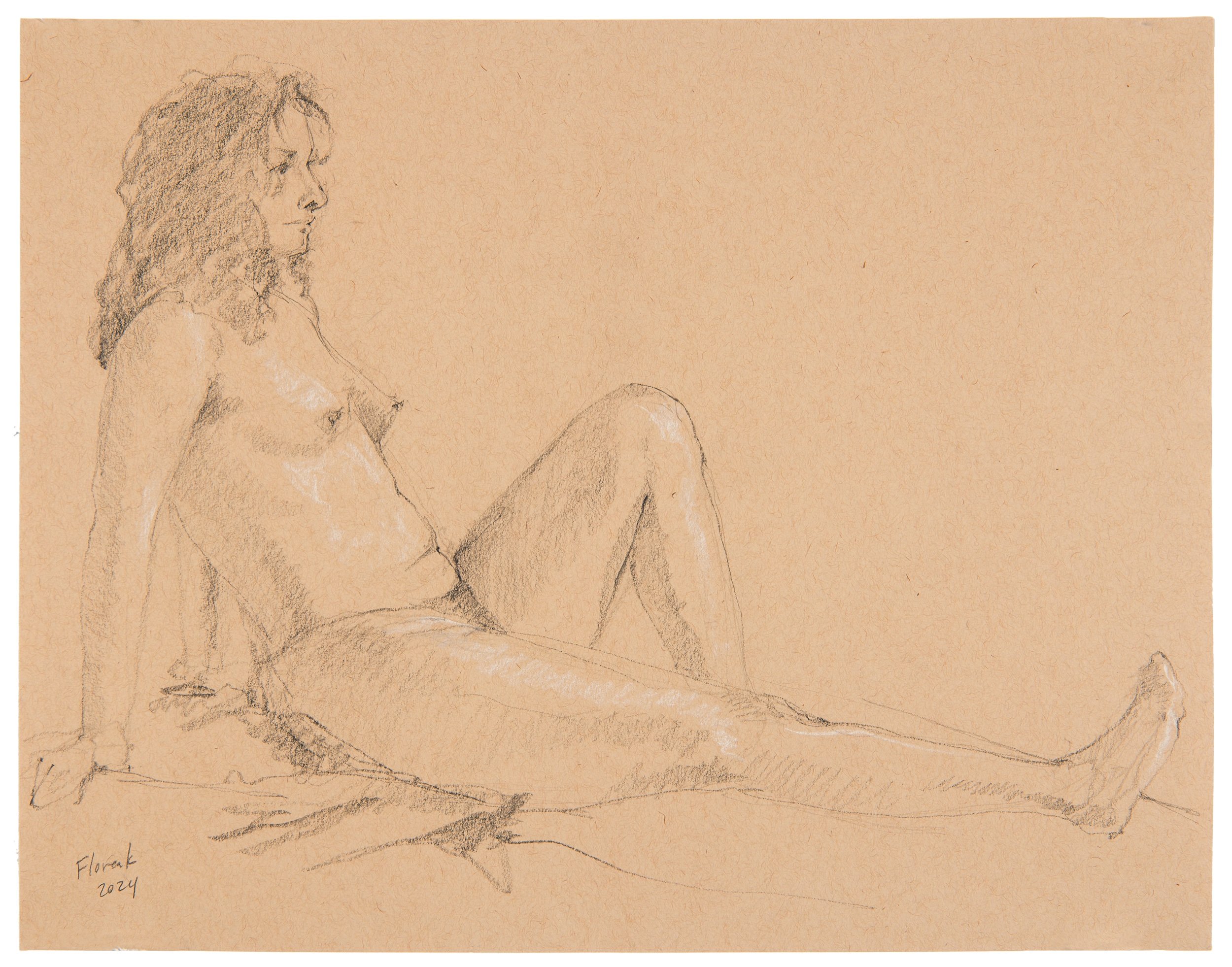 Figure Study, #5 Graphite & oil pastel on paper 11 x 14 in. Click to Inquire