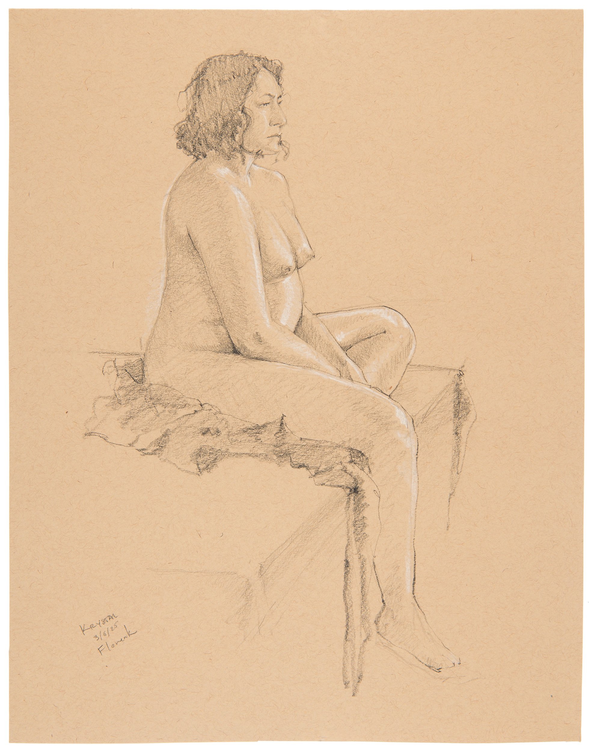 Figure Study, #6 Graphite & oil pastel on paper 14 x 11 in. Click to Inquire