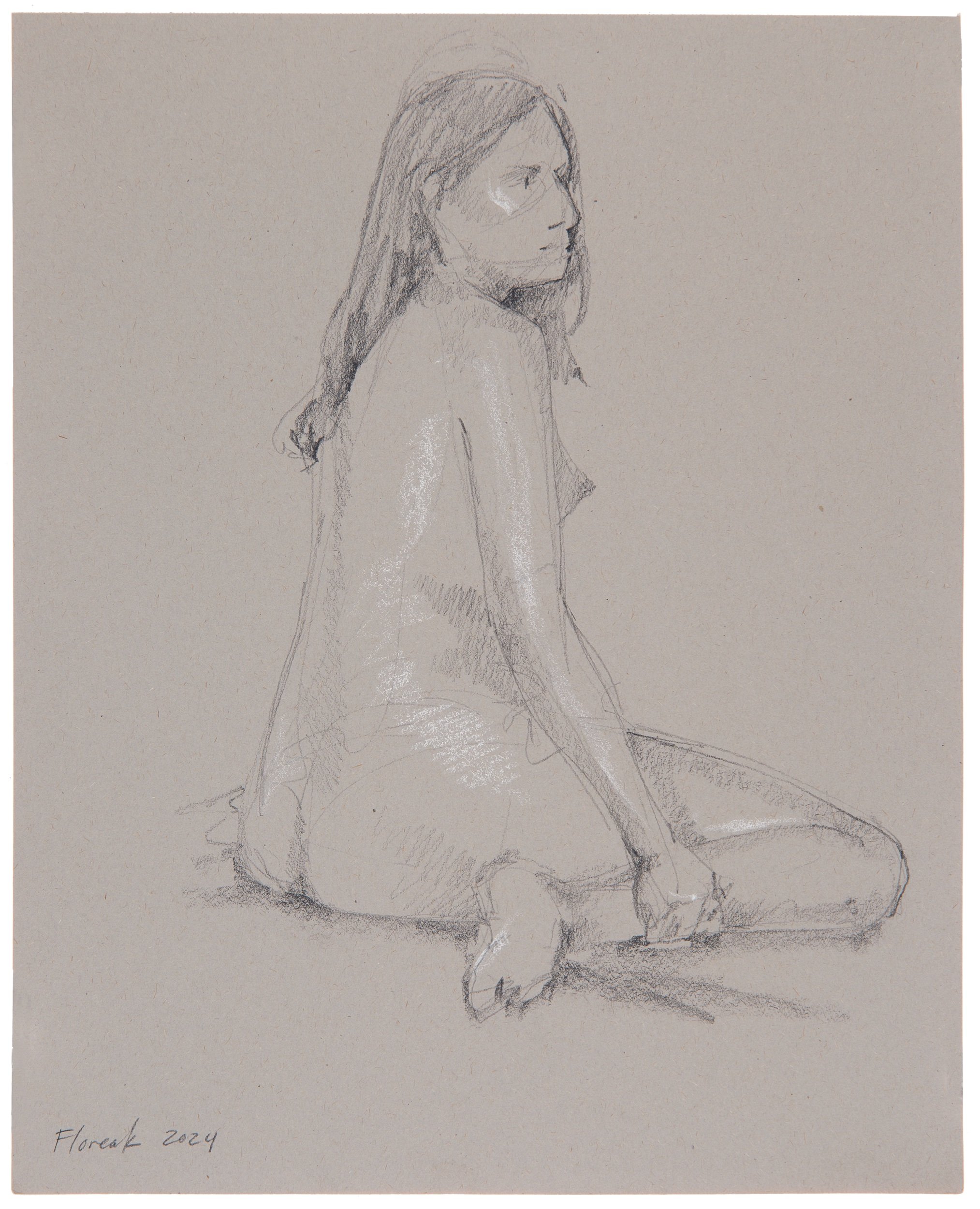 Figure Study, #1 Graphite & oil pastel on paper 10 x 8 in. Click to Inquire