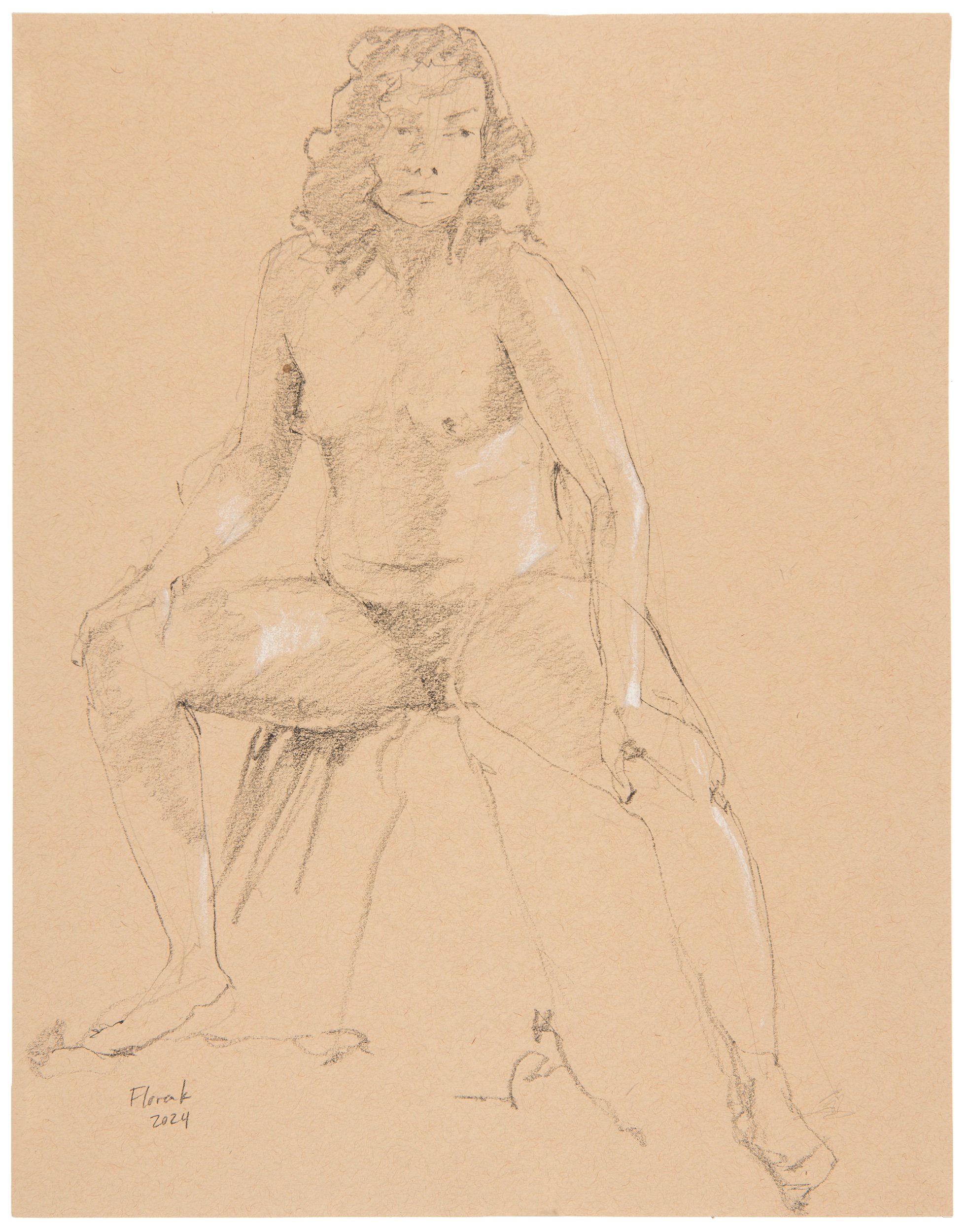 Figure Study, #13 Pencil & oil pastel on paper 14 x 11 in. Click to Inquire