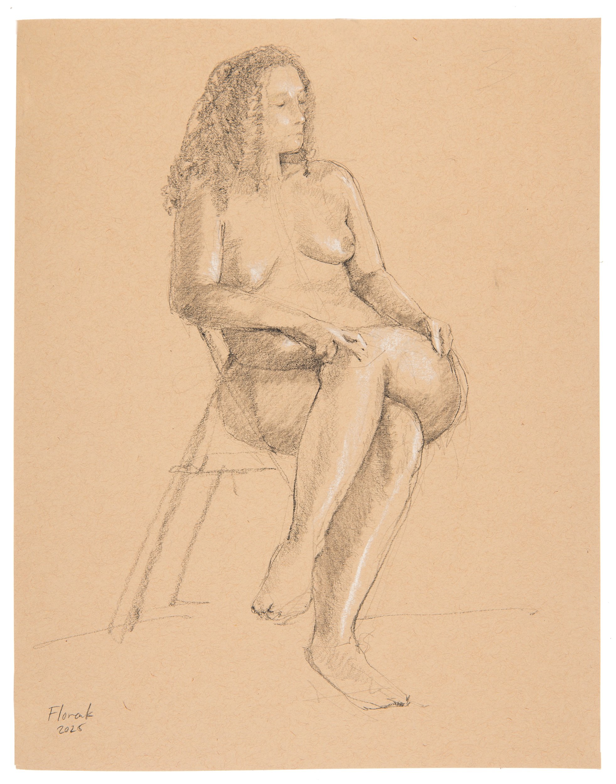 Figure Study, #10 Pencil & oil pastel on paper 14 x 11 in. Click to Inquire