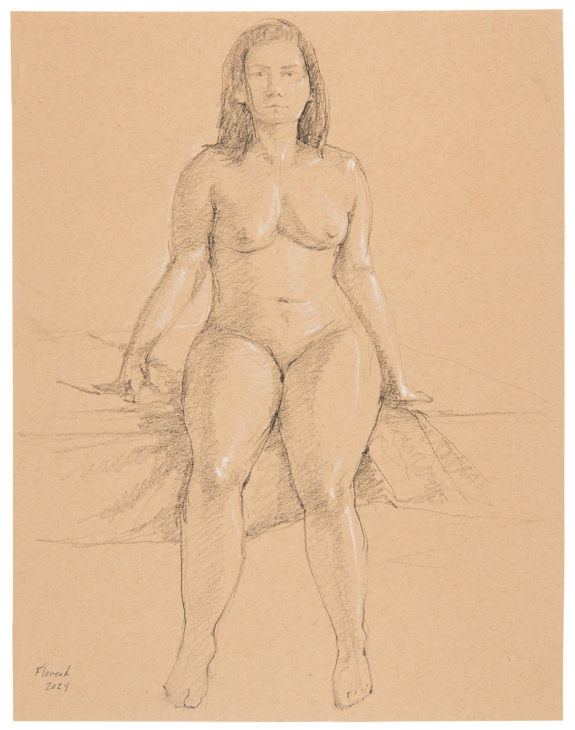 Figure Study, #11 Pencil & oil pastel on paper 14 x 11 in. Click to Inquire