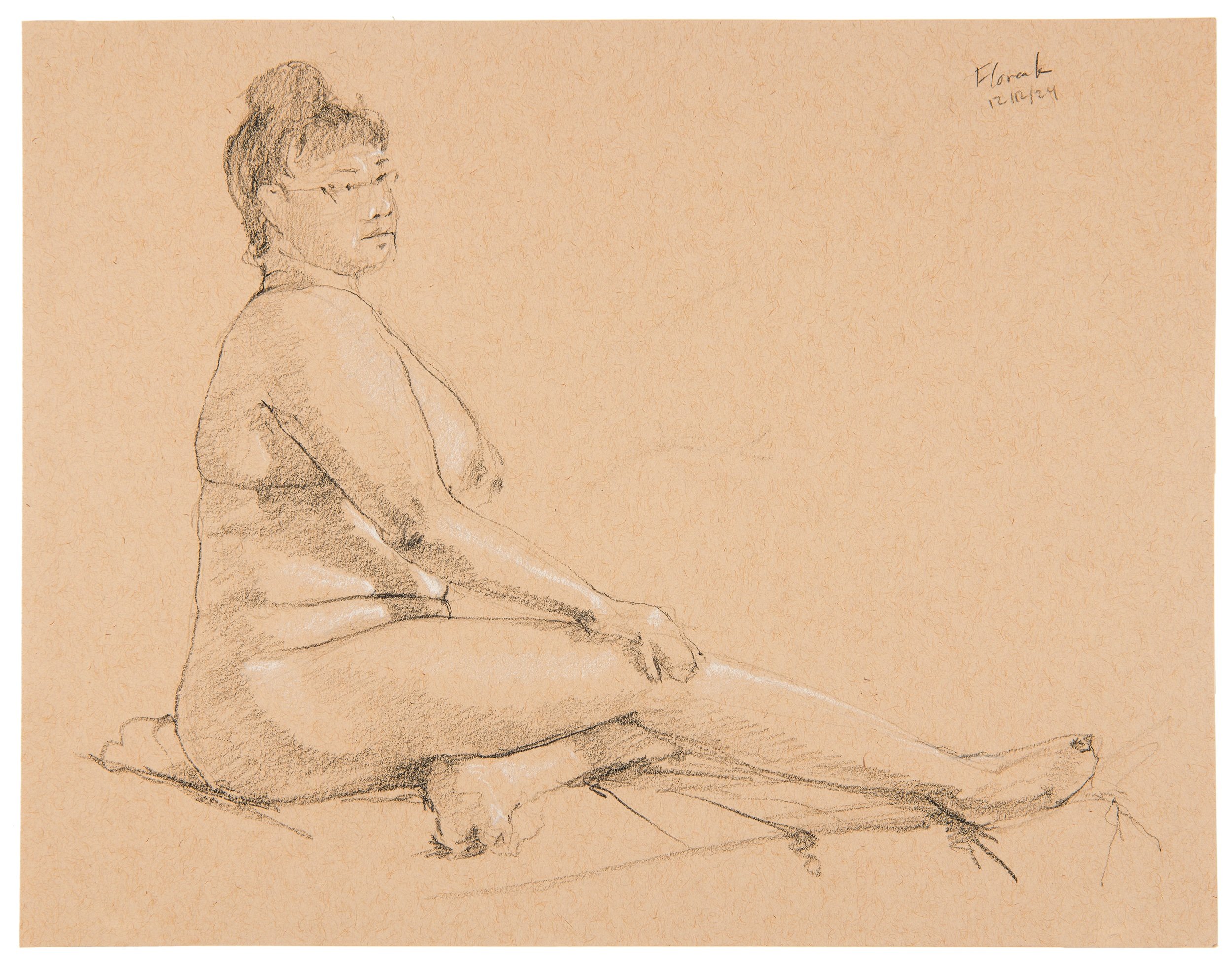 Figure Study, #9 Pencil & oil pastel on paper 11 x 14 in. Click to Inquire