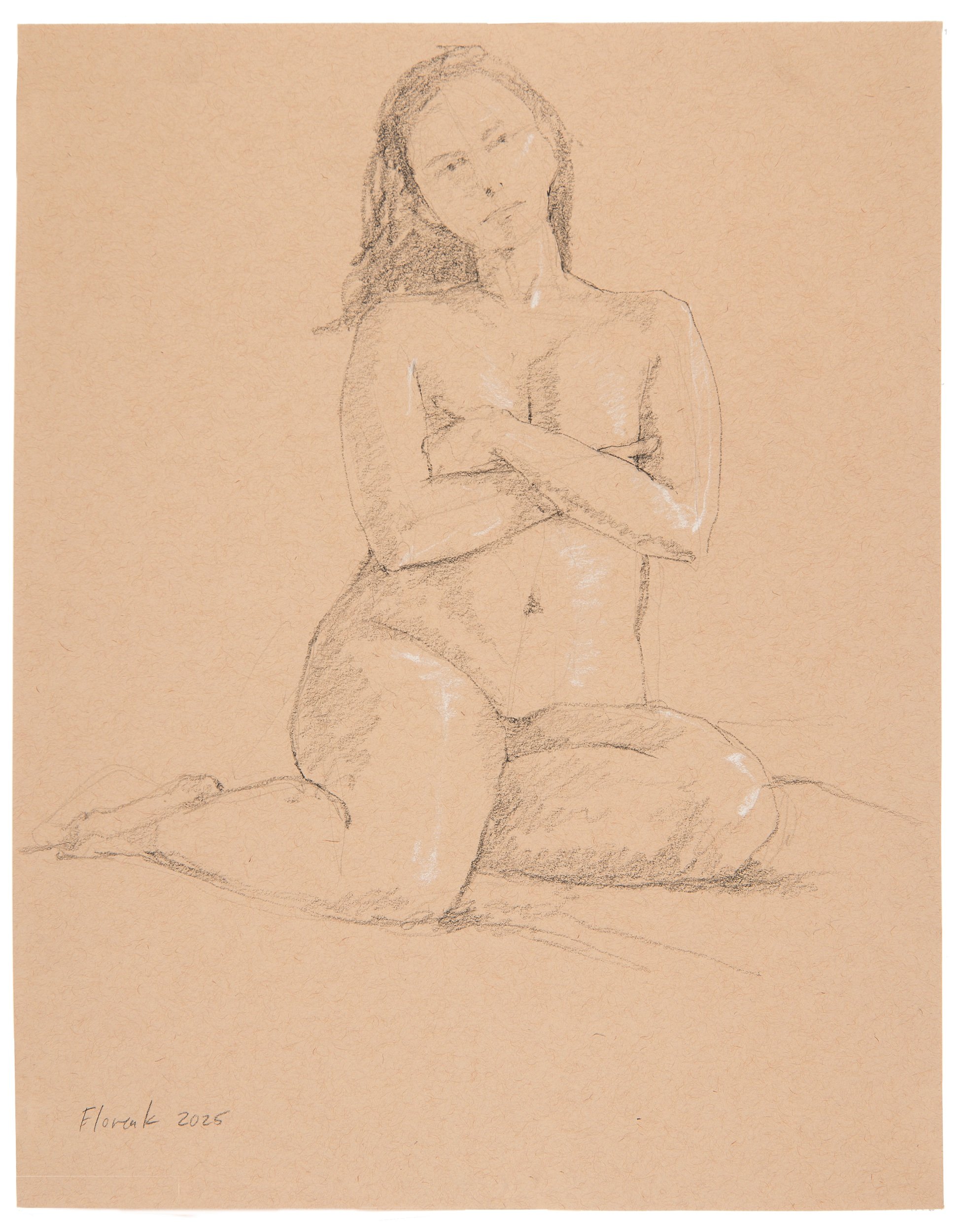 Figure Study, #7 Pencil & oil pastel on paper 14 x 11 in. Click to Inquire