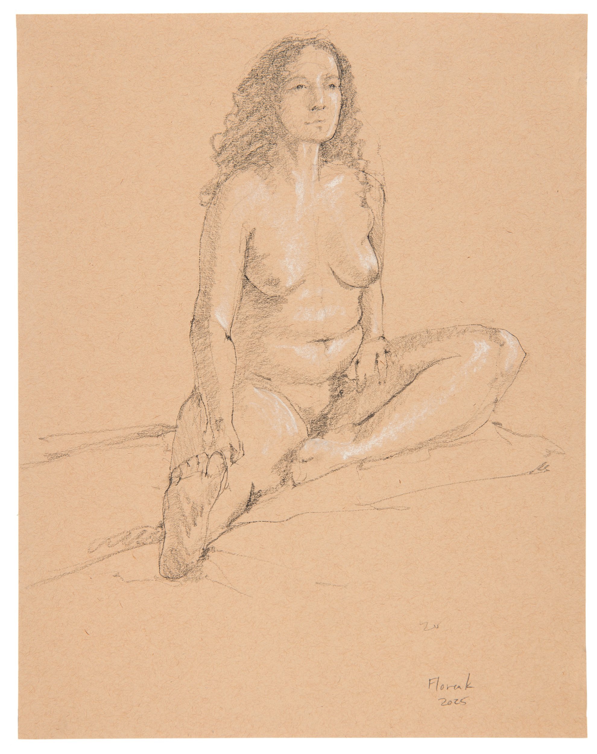 Figure Study, #12 Pencil & oil pastel on paper 14 x 11 in. Click to Inquire