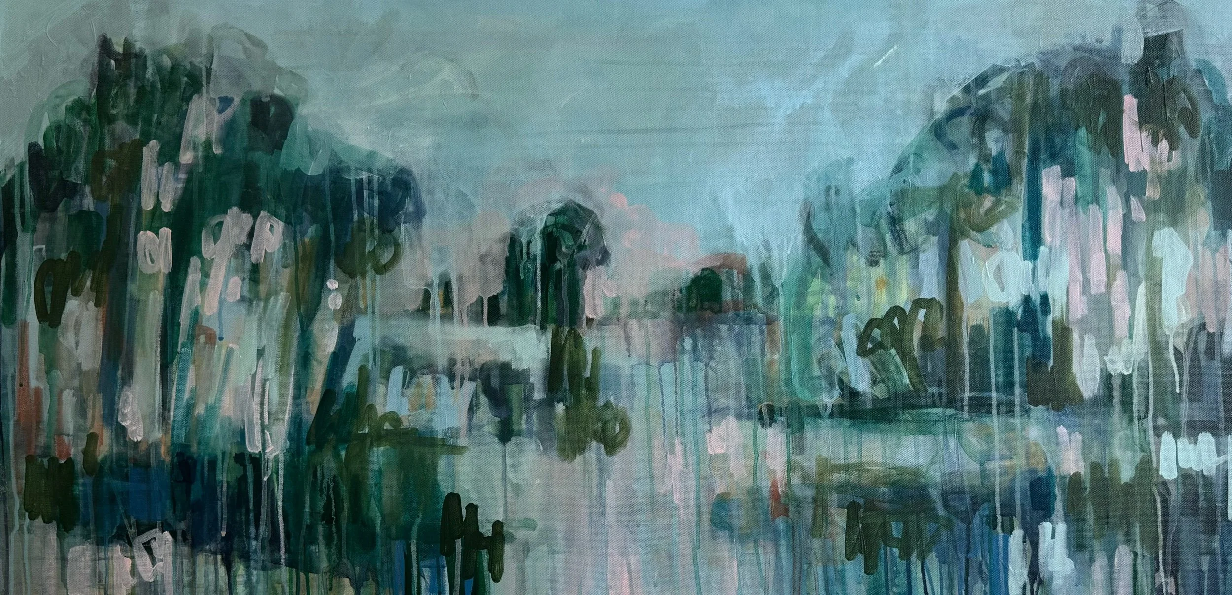 Where the Water Waits, acrylic on canvas, 24 x 48 in.