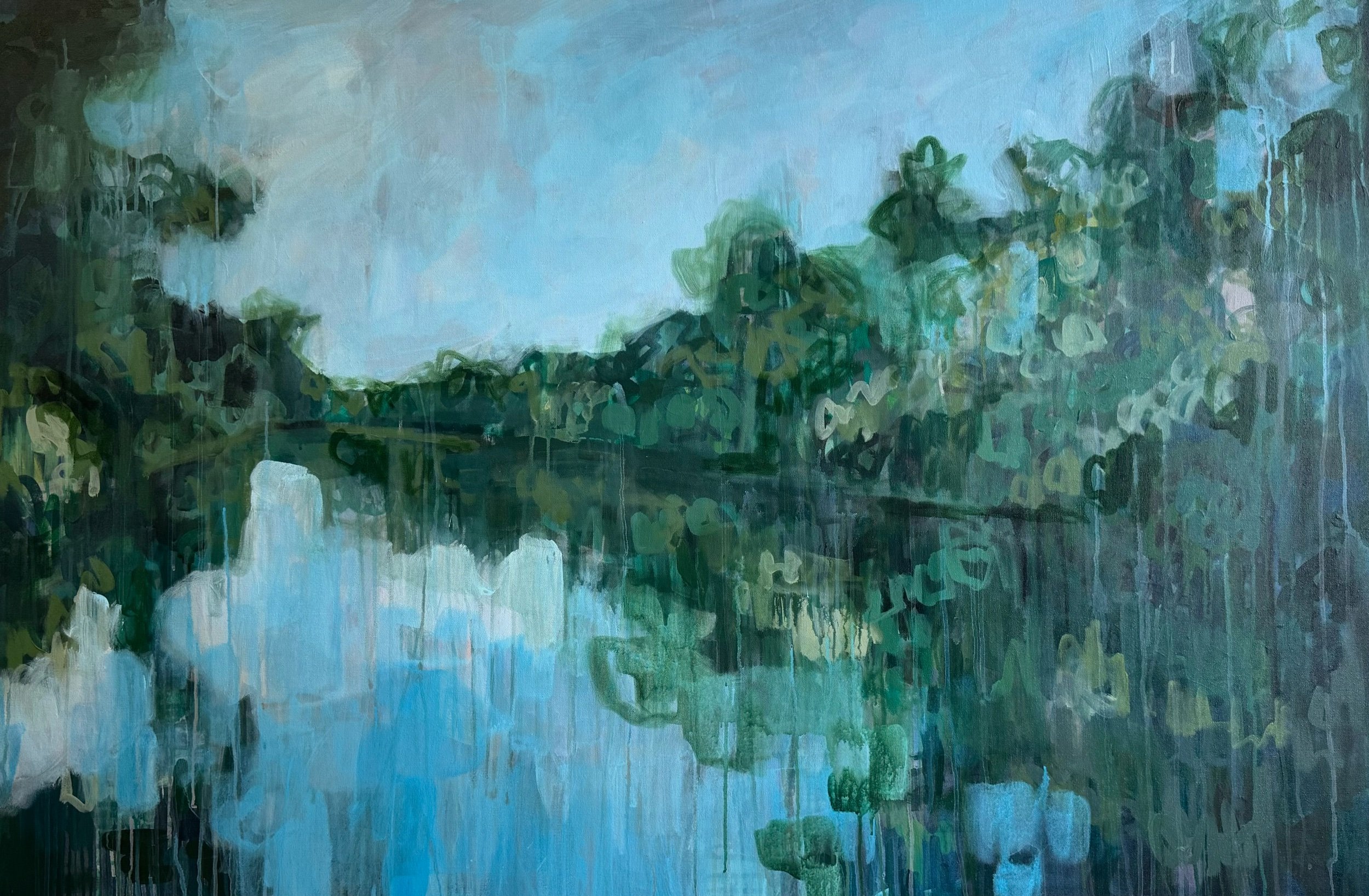 Jump In, Drift On, acrylic on canvas, 40 x 60 in.