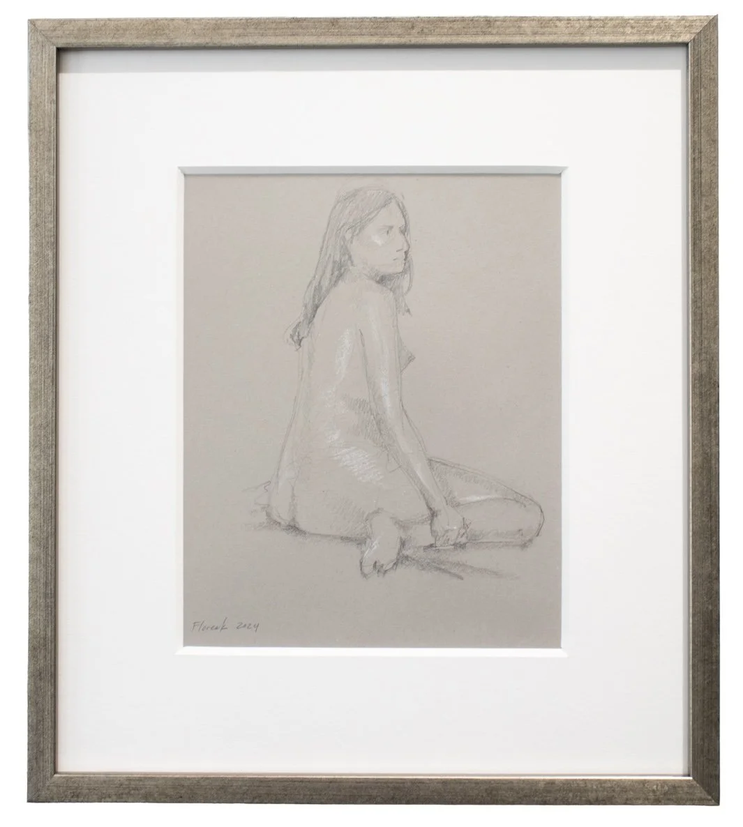 Figure Study, #1 Graphite & oil pastel on paper 10 x 8 in., sheet; 16 x 14 1/8 in., framed Click to Inquire
