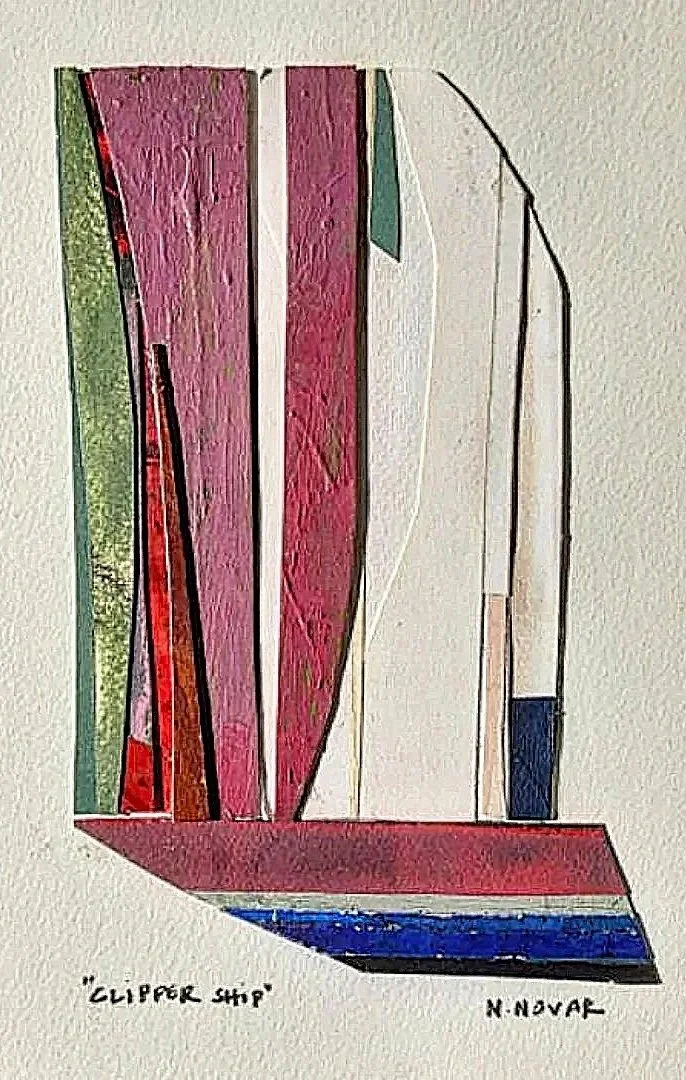 Clipper Ship Acrylic & collage on paper 9.25 x 5.5 in. Click to Inquire