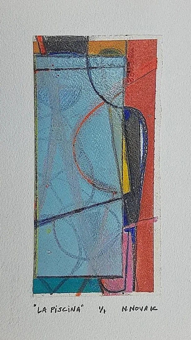 La Piscina Oil & pastel on paper 9.5 x 6 in. Click to Inquire