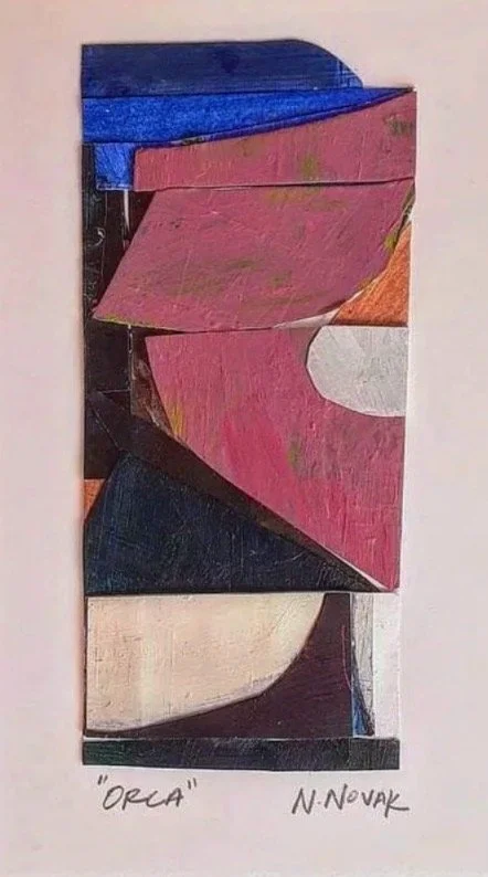 Orca Acrylic & collage on paper 9.25 x 5.5 in Click to Inquire