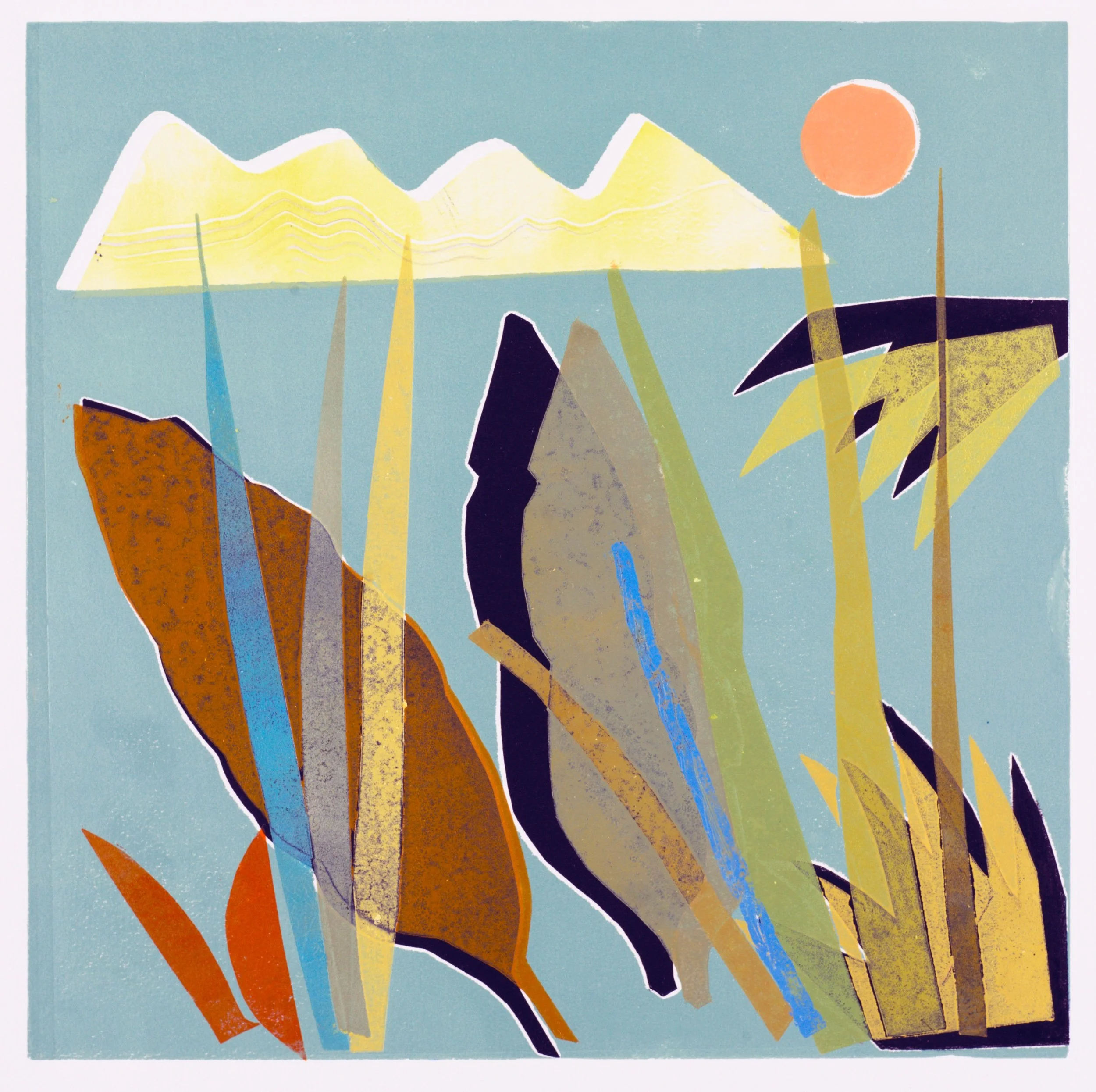 Nocturnal Sun Monoprint on BFK Paper Signed, titled and numbered “1/1” on front 12 x 12 in., image size; 22 x 15 in., paper Click to Inquire