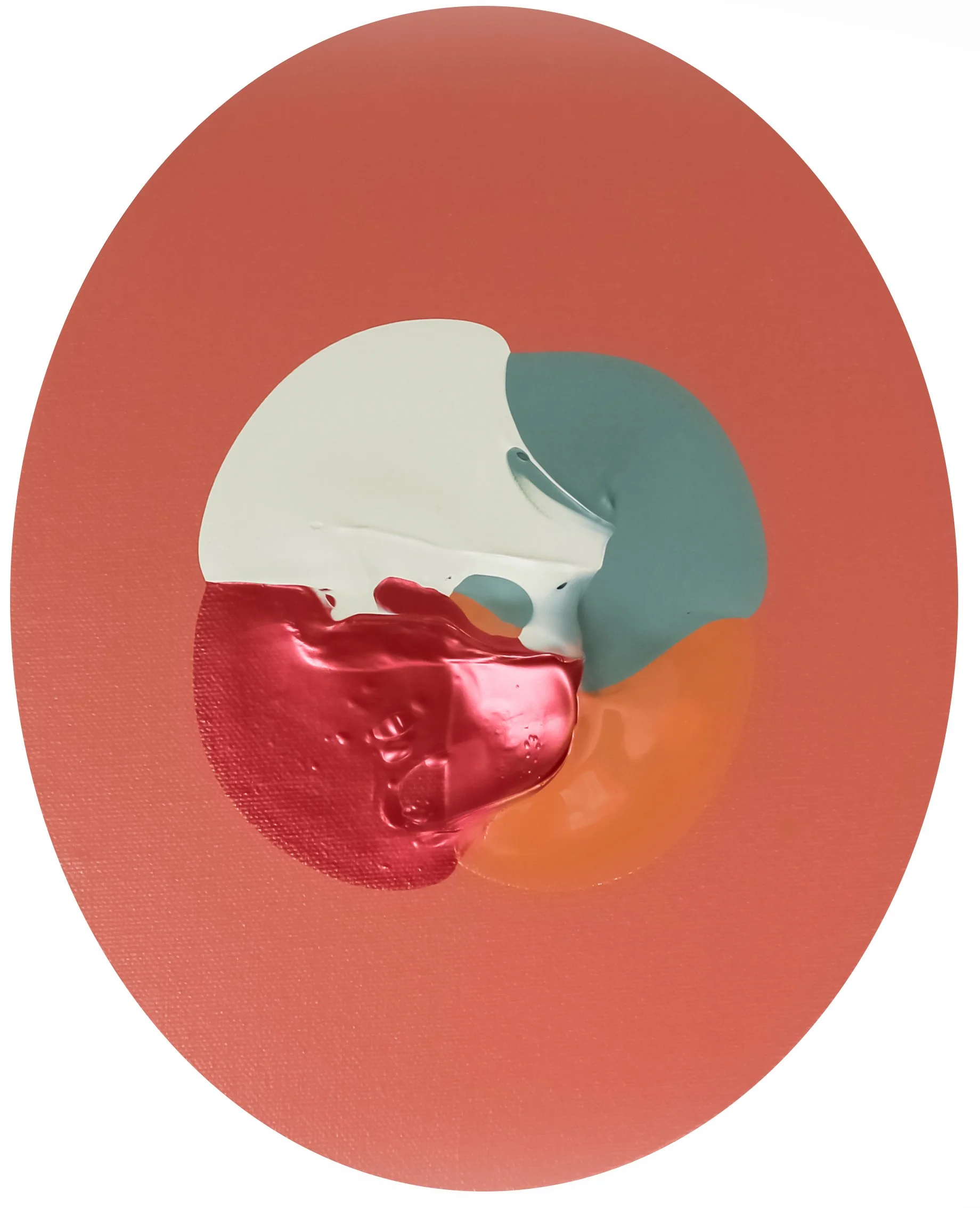 Red Antique Oval #2 Acrylic on canvas 10 x 8 in., signed, titled, & dated on back Click to Inquire
