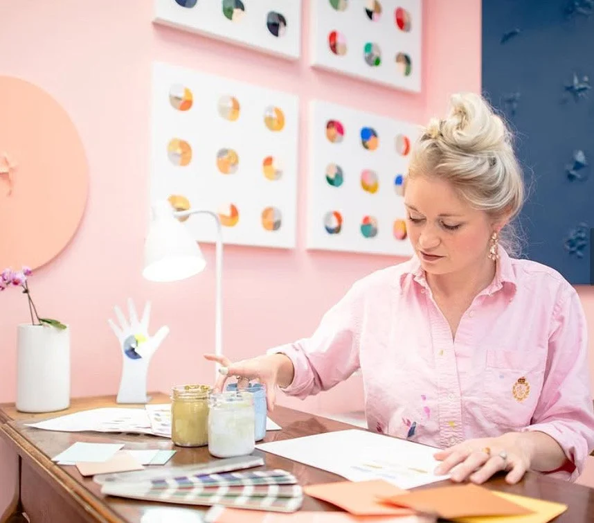 Portrait of the artist in her studio.