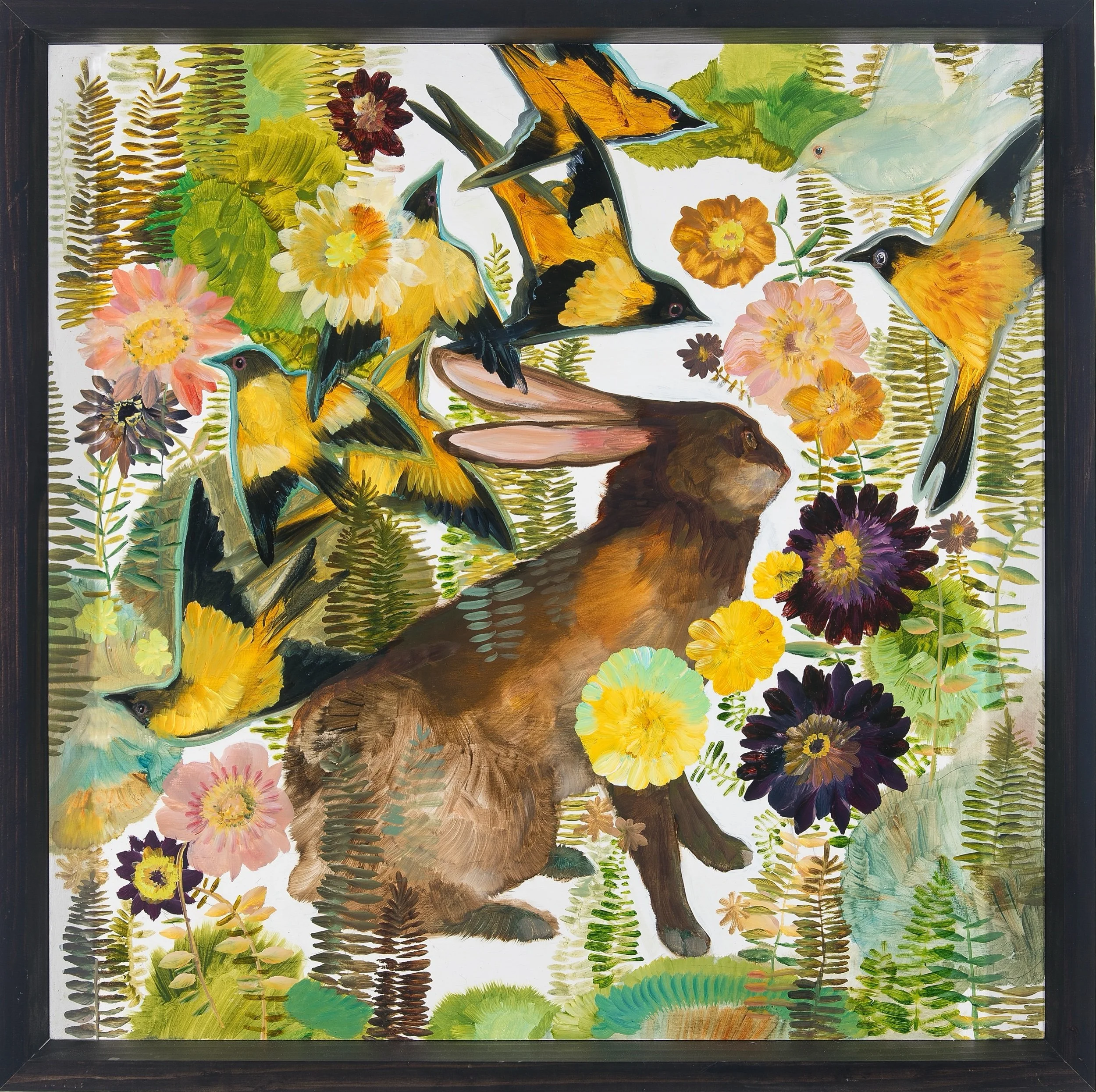   The English Garden   Oil on panel  24 x 24 in., panel; 25.5 x 25.5 in., framed in artist built frame  $1450    Click to Inquire   