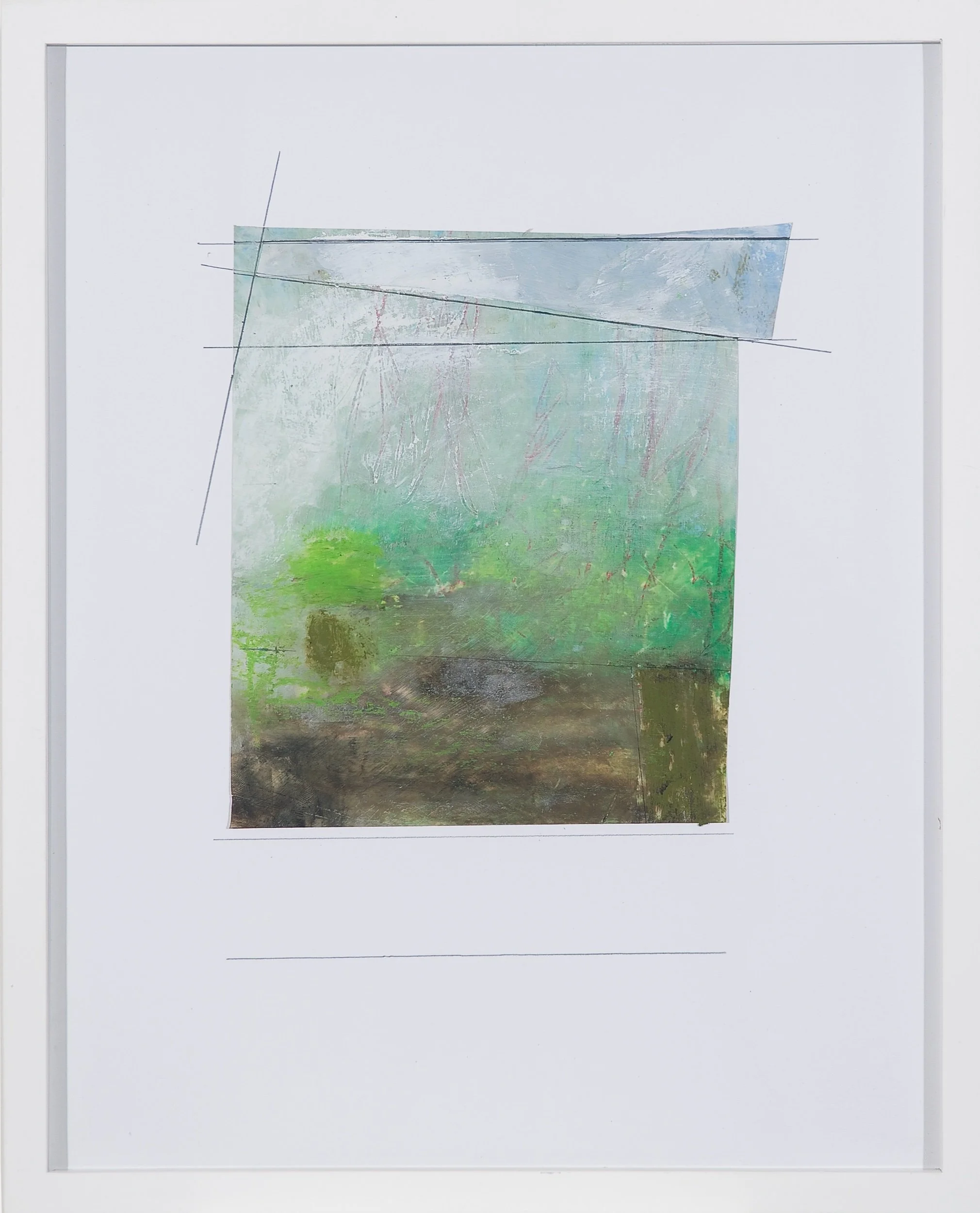   Paysage Recomposé #2   Mixed media &amp; collage on paper  20 x 16 in., sheet ; 21.25 x 17.25 in., framed    Click to Inquire   