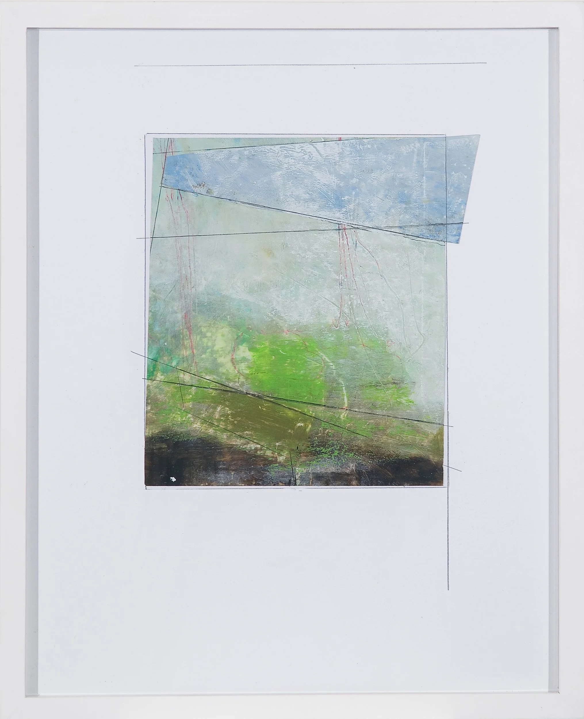   Paysage Recomposé #1   Mixed media &amp; collage on paper  20 x 16 in., sheet ; 21.25 x 17.25 in., framed    Click to Inquire   