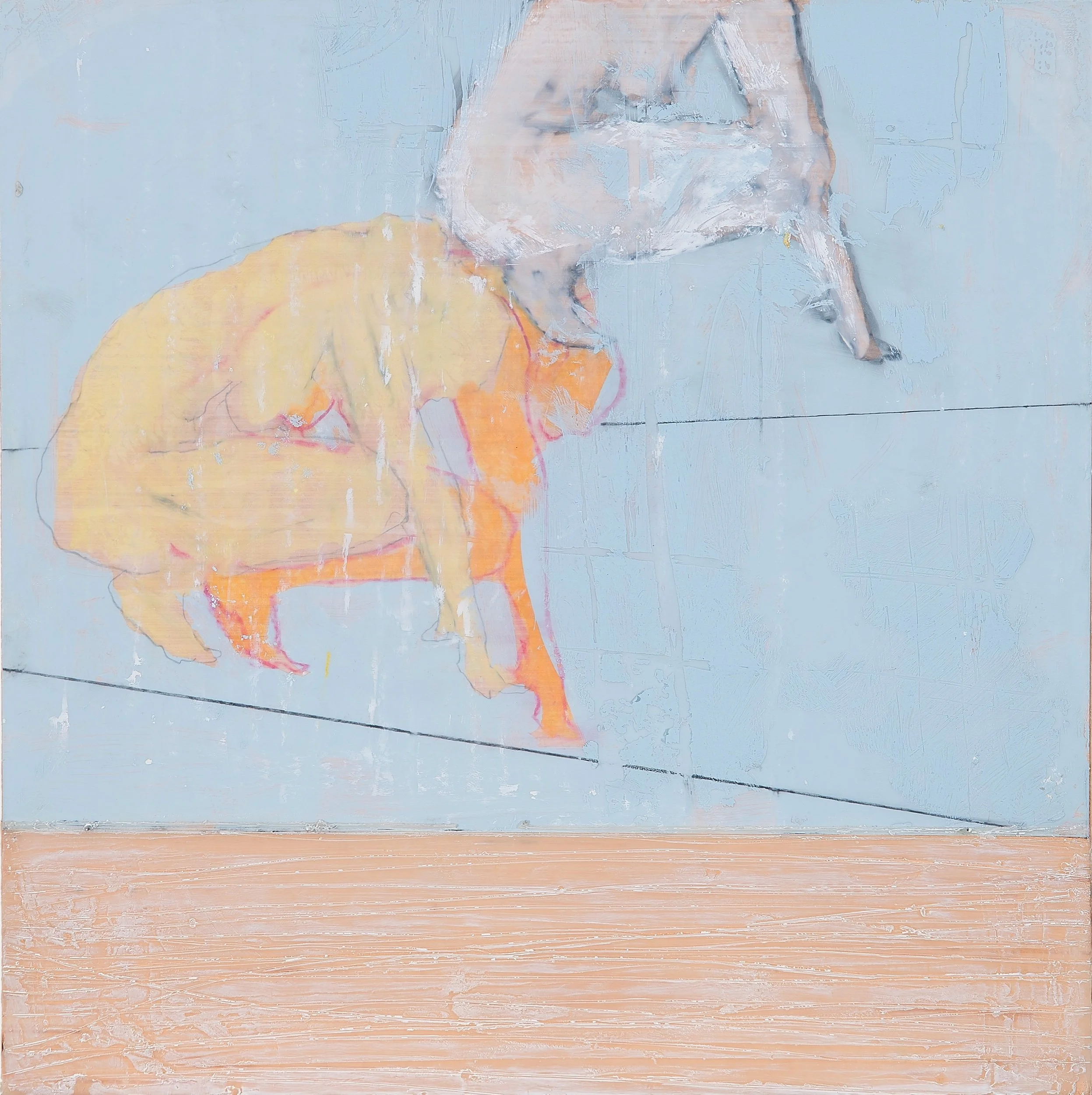   Femme Pliée, I   Mixed media &amp; encaustic on panel  12 x 12 x 2 in.    Click to Inquire   