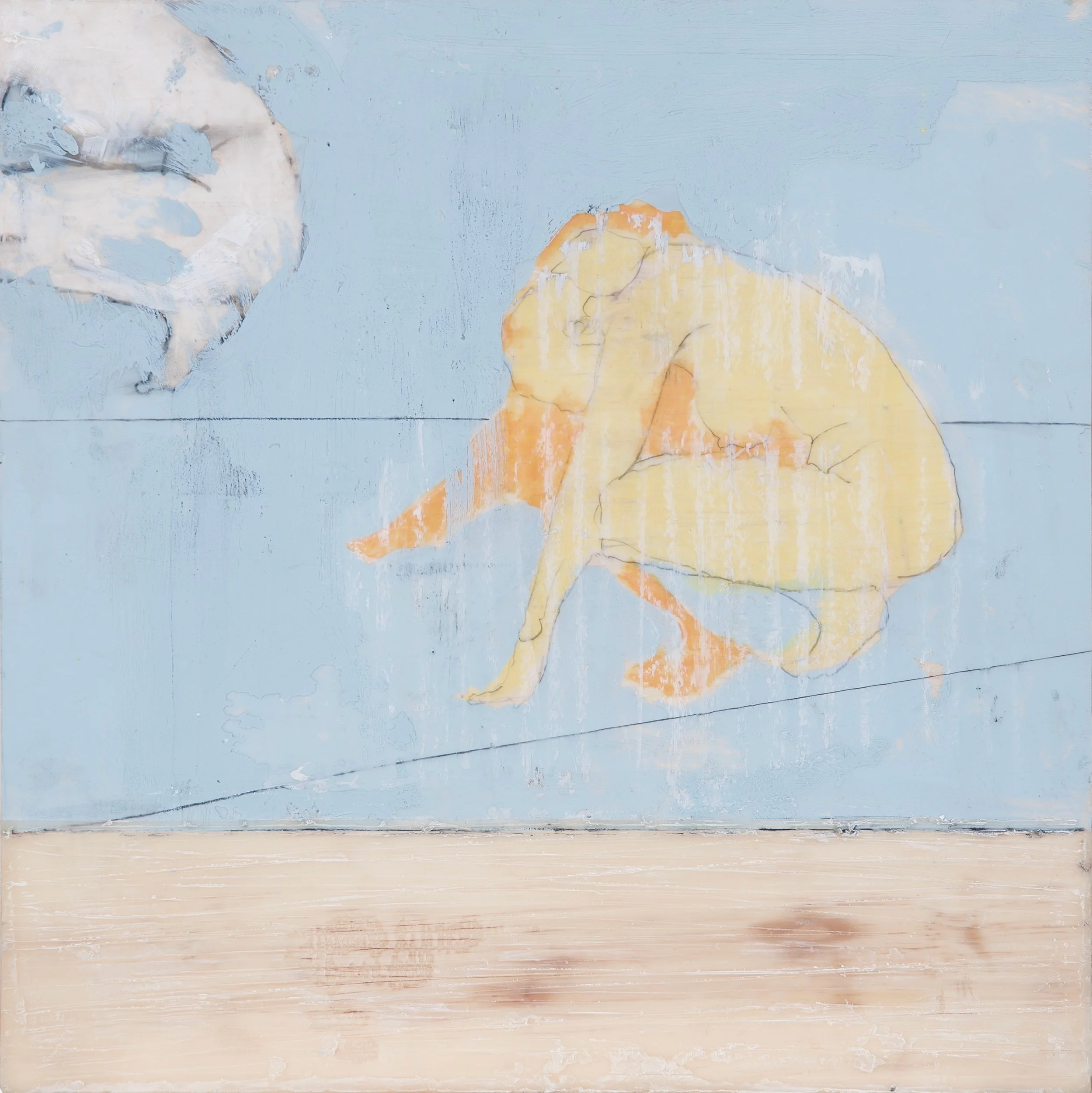   Femme Pliée, II   Mixed media &amp; encaustic on panel  12 x 12 x 2 in.    Click to Inquire   