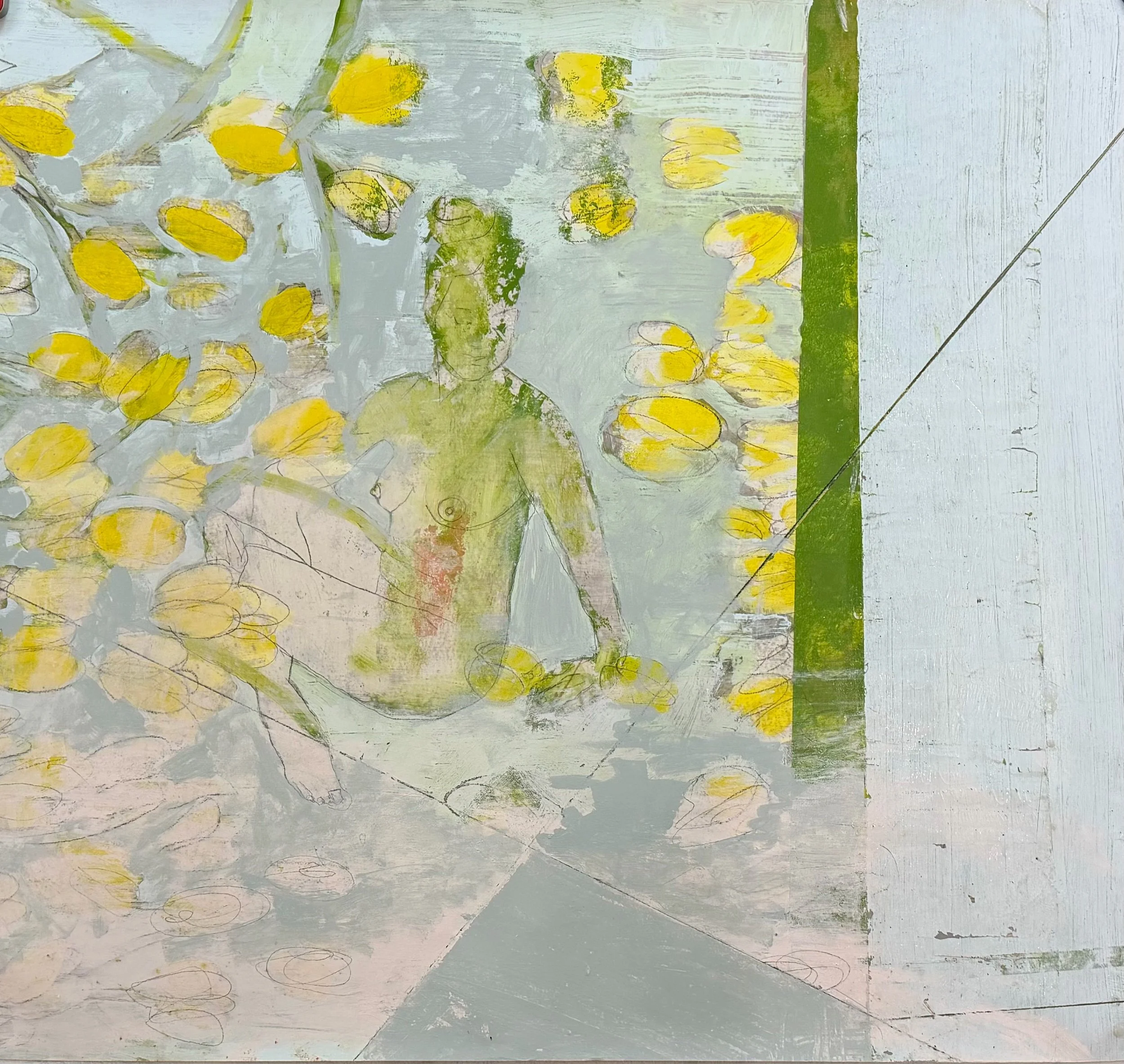   Guerre des Tulipes   Mixed media on Mylar  42 x 45.5 in.    Click to Inquire   