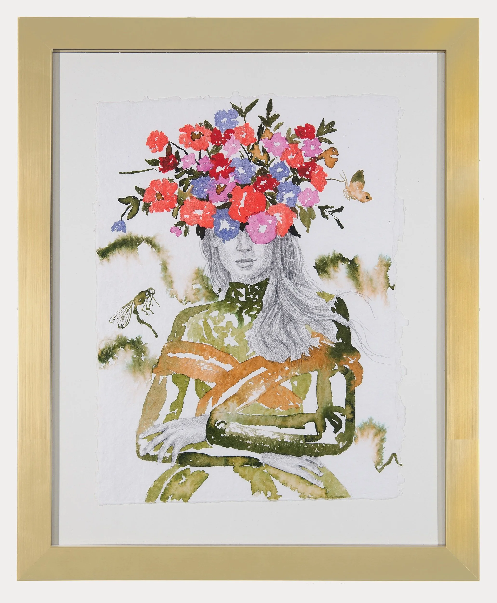   Communication Process   Watercolor, ink &amp; graphite on paper  12 x 9 in., sheet; 16.75 x 13.75 framed in gold    Click to Inquire   