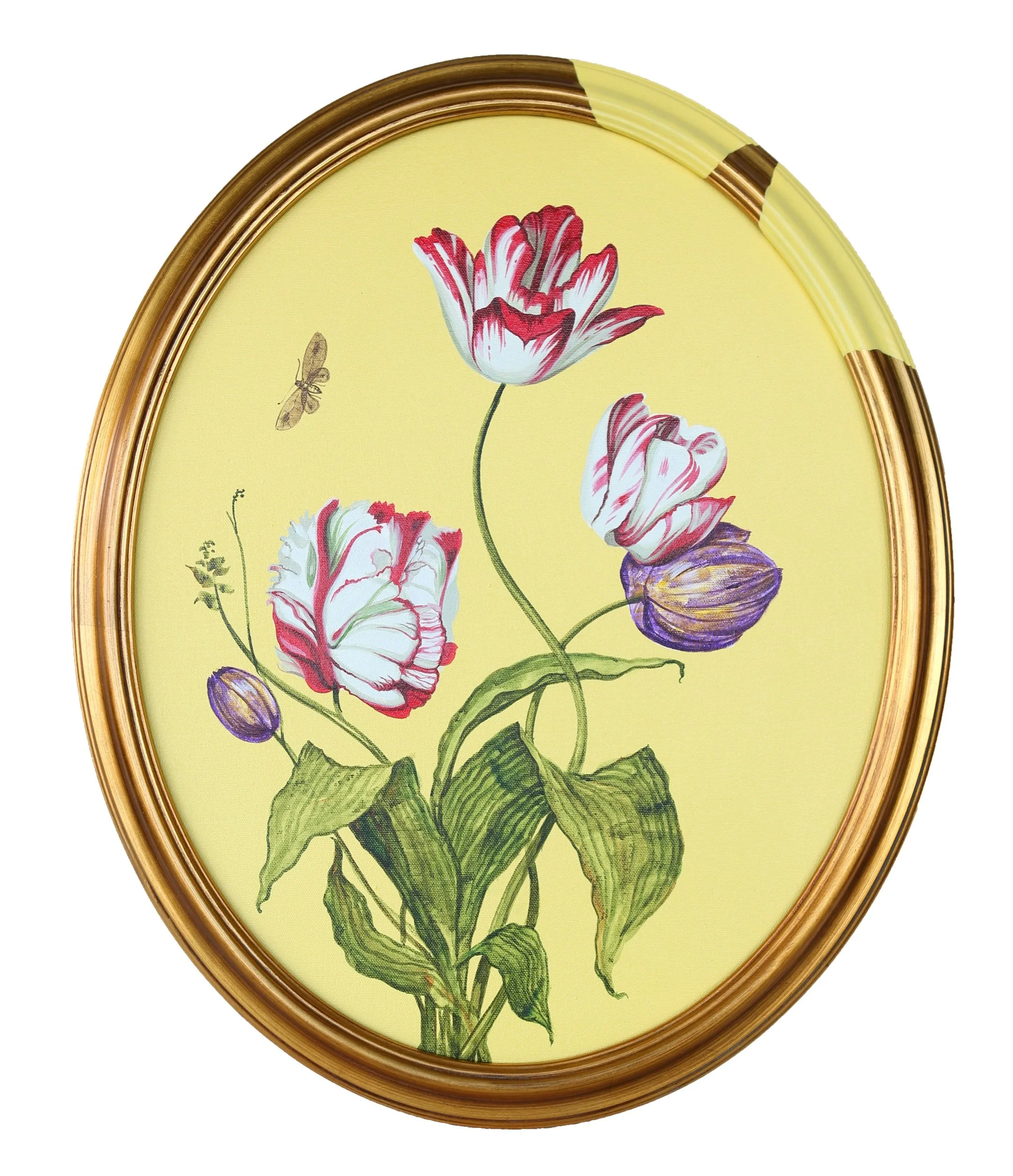   Tulips &amp; Wings I   Acrylic on canvas, framed  22.25 x 18.25 in.    Click to Inquire   