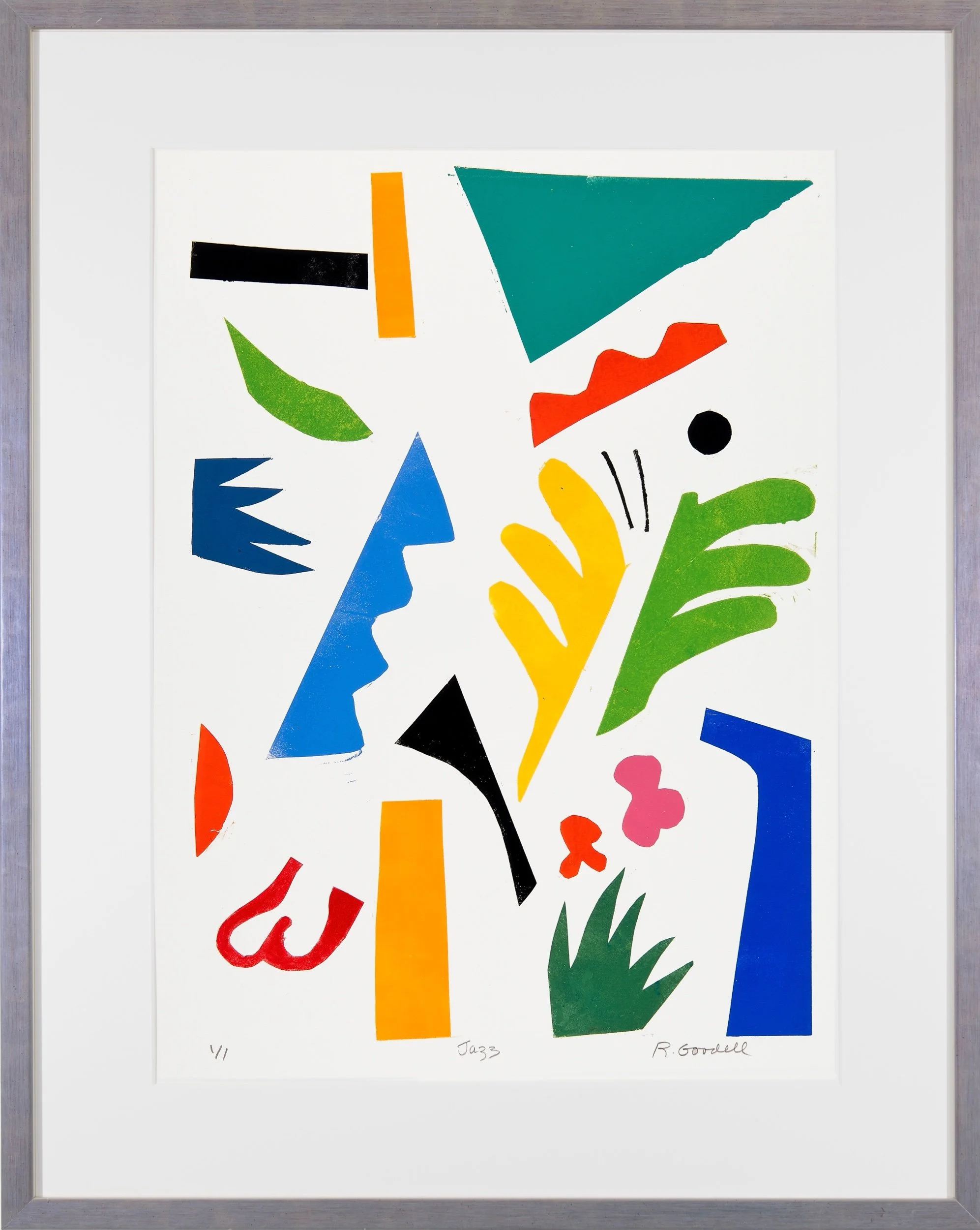   Jazz   Monoprint on BFK Paper  Signed, titled and numbered “1/1”  30 x 23.75 in., framed     Click to Inquire    