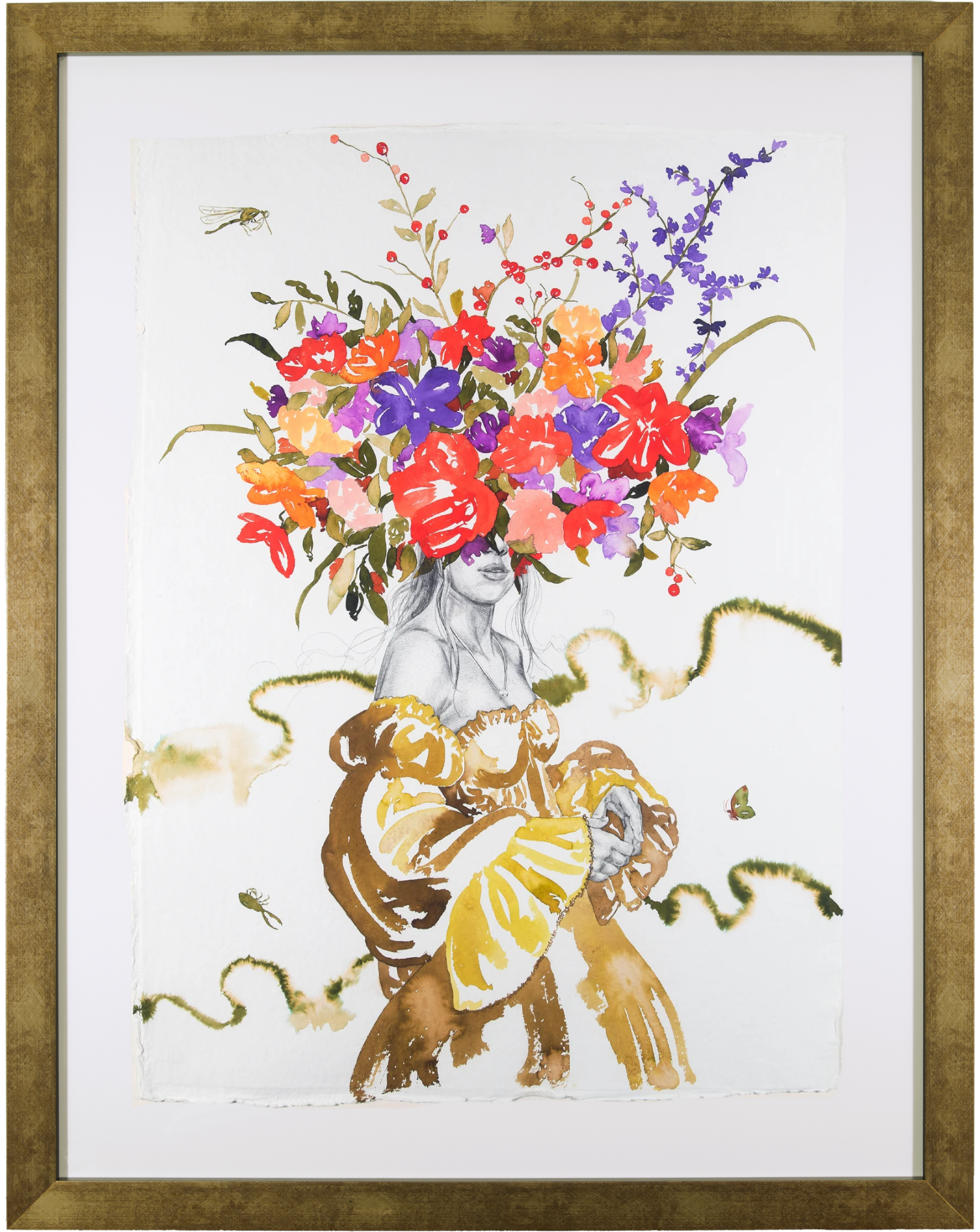   Rain in the Savanna, II   Watercolor, ink, &amp; graphite on paper  38.75 × 30.75 in., framed    Click to Inquire     